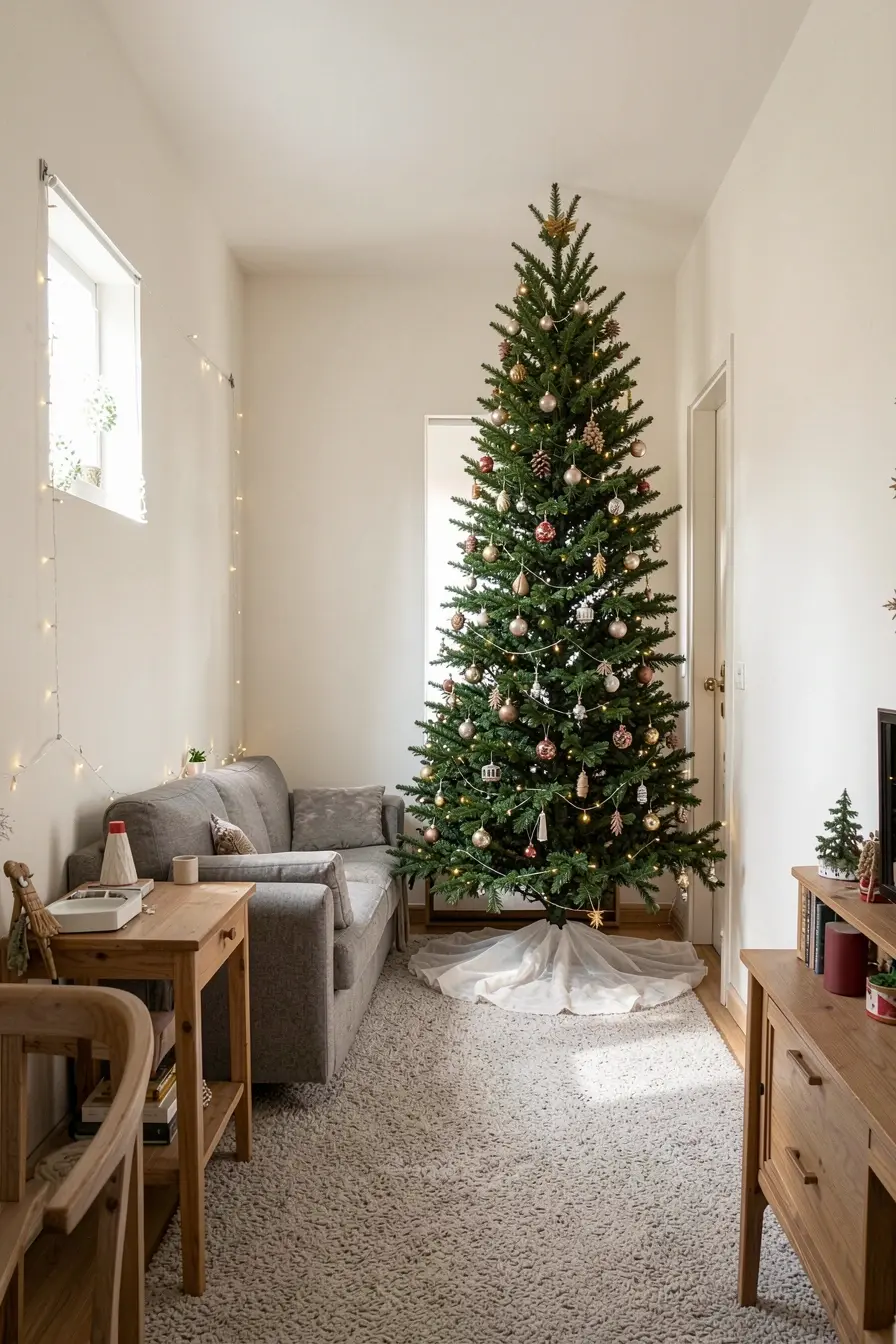 arvore-de-natal-alta-e-estreita-preservando-a-circulacao-em-uma-sala-estreita A árvore de Natal pode pesar na sala: sinais de que o tamanho não combina arvore-de-natal-alta-e-estreita-preservando-a-circulacao-em-uma-sala-estreita A árvore de Natal pode pesar na sala: sinais de que o tamanho não combina