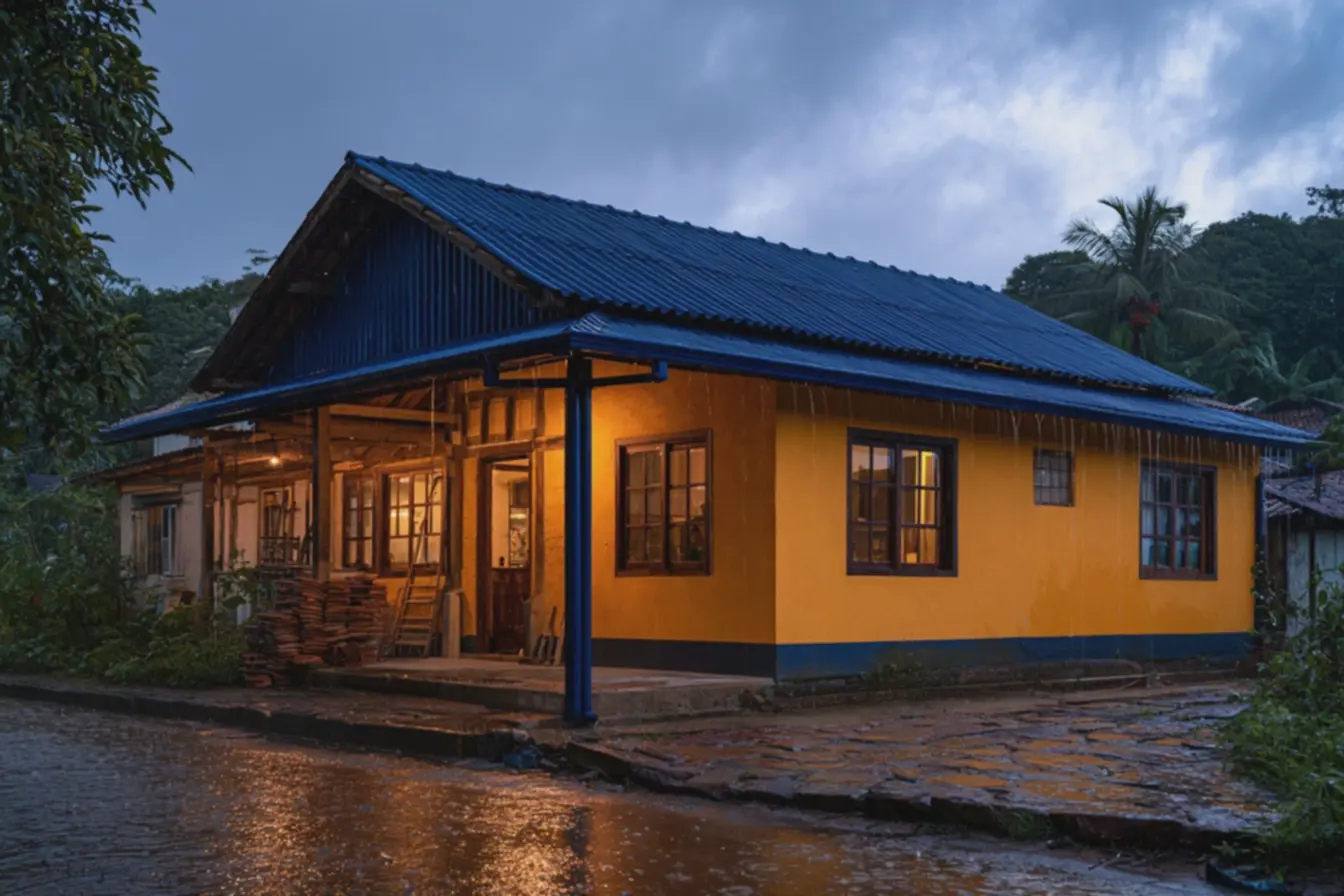 casa-com-acabamento-em-madeira-exposta-e-telhado-azul-em-area-tropical-comvegetacao-ao-fundo O telhado aparente voltou a ser desejado: e estas fachadas mostram por quê casa-com-acabamento-em-madeira-exposta-e-telhado-azul-em-area-tropical-comvegetacao-ao-fundo O telhado aparente voltou a ser desejado: e estas fachadas mostram por quê