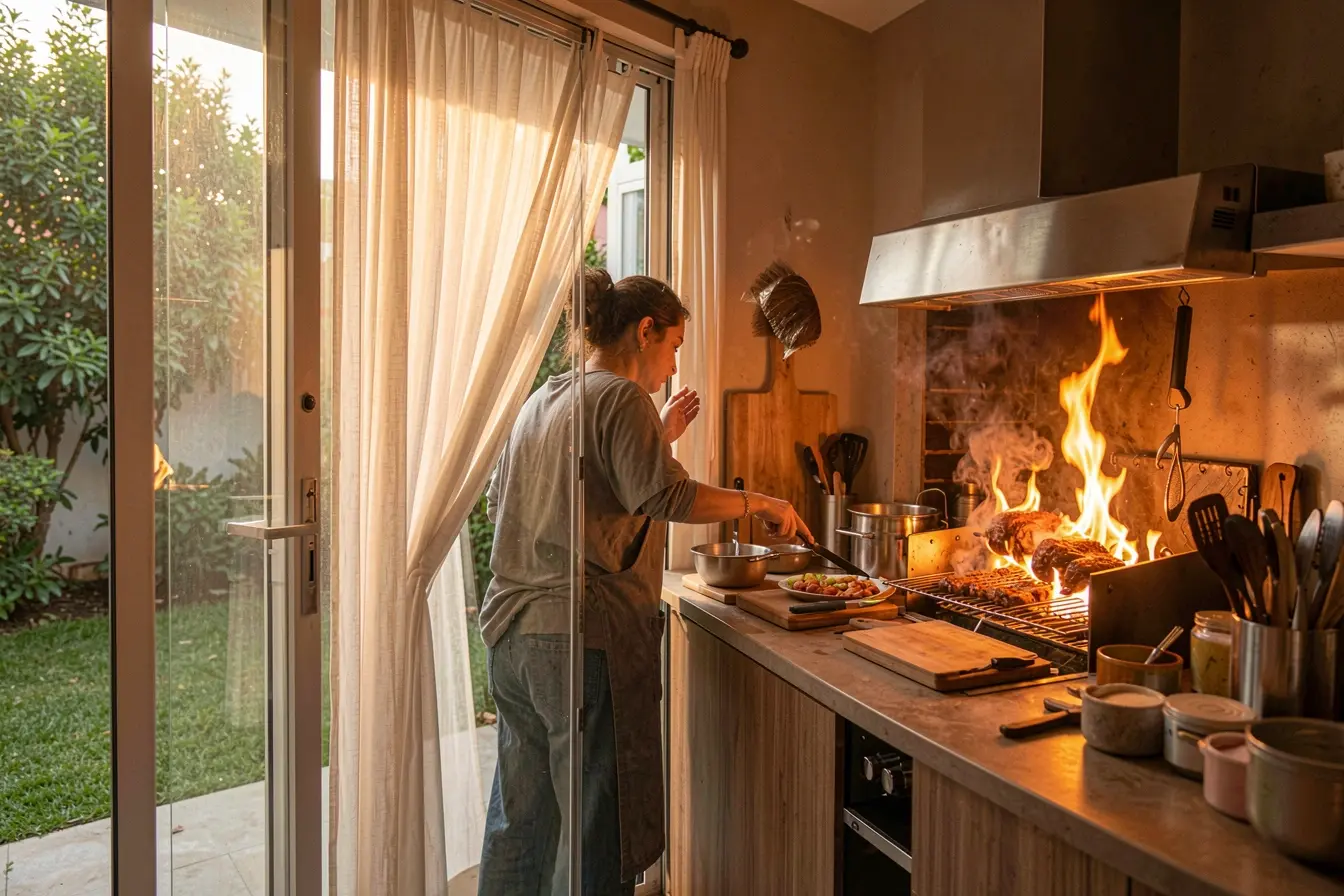 churrasqueira-proxima-ao-vidro-acumulando-calor-em-uma-area-gourmet-residencial Calor, reflexos e olhares: os três desafios da área gourmet com vidro churrasqueira-proxima-ao-vidro-acumulando-calor-em-uma-area-gourmet-residencial Calor, reflexos e olhares: os três desafios da área gourmet com vidro