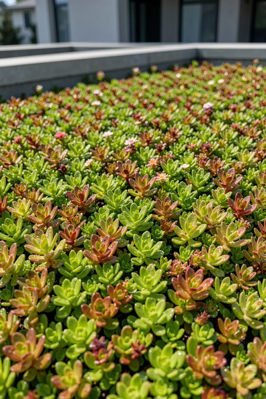close-de-seduns-suculentos-formando-cobertura-continua-e-resistente-em-telhado-verde-ensolarado Nem toda planta suporta um telhado verde: espécies que unem beleza e resistência close-de-seduns-suculentos-formando-cobertura-continua-e-resistente-em-telhado-verde-ensolarado Nem toda planta suporta um telhado verde: espécies que unem beleza e resistência