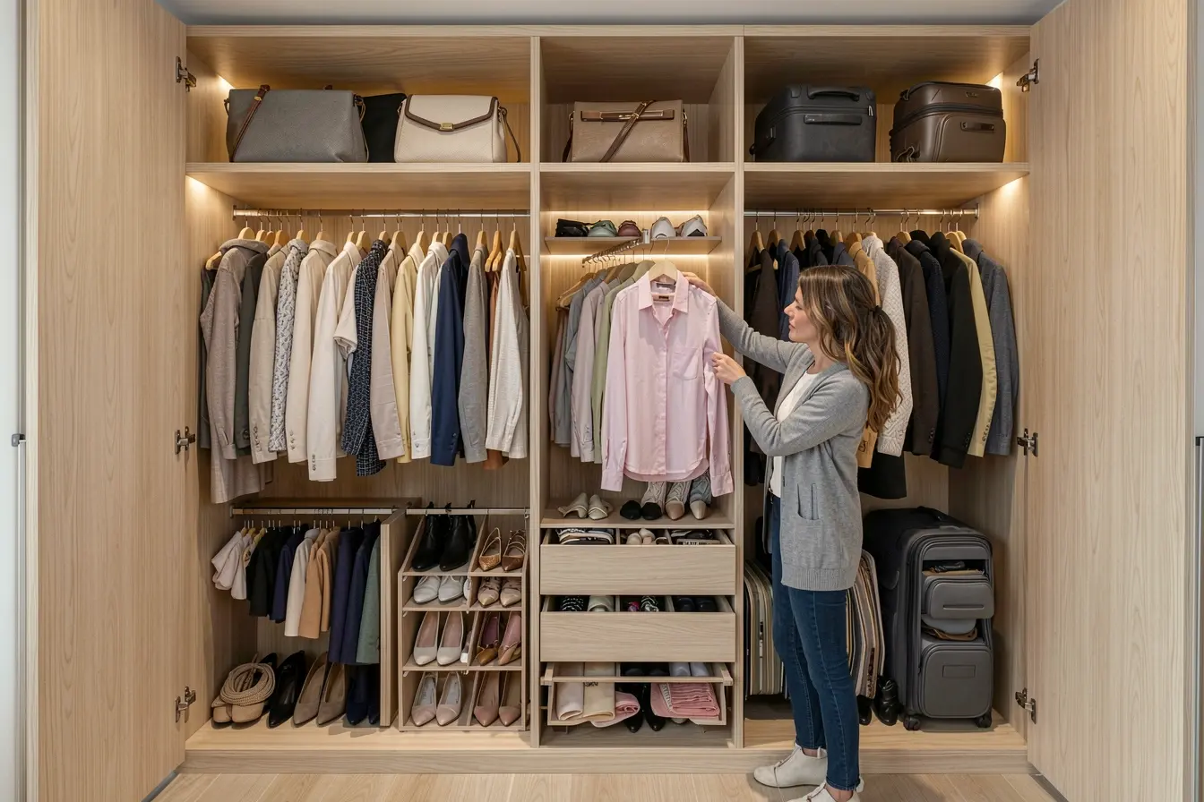 closet-planejado-aberto-com-gavetas-divisorias-prateleiras-funcionais-e-roupas-organizadas-para-facilitar-o-uso-diario Portas bonitas não bastam quando o interior dos armários planejados é ignorado closet-planejado-aberto-com-gavetas-divisorias-prateleiras-funcionais-e-roupas-organizadas-para-facilitar-o-uso-diario Portas bonitas não bastam quando o interior dos armários planejados é ignorado