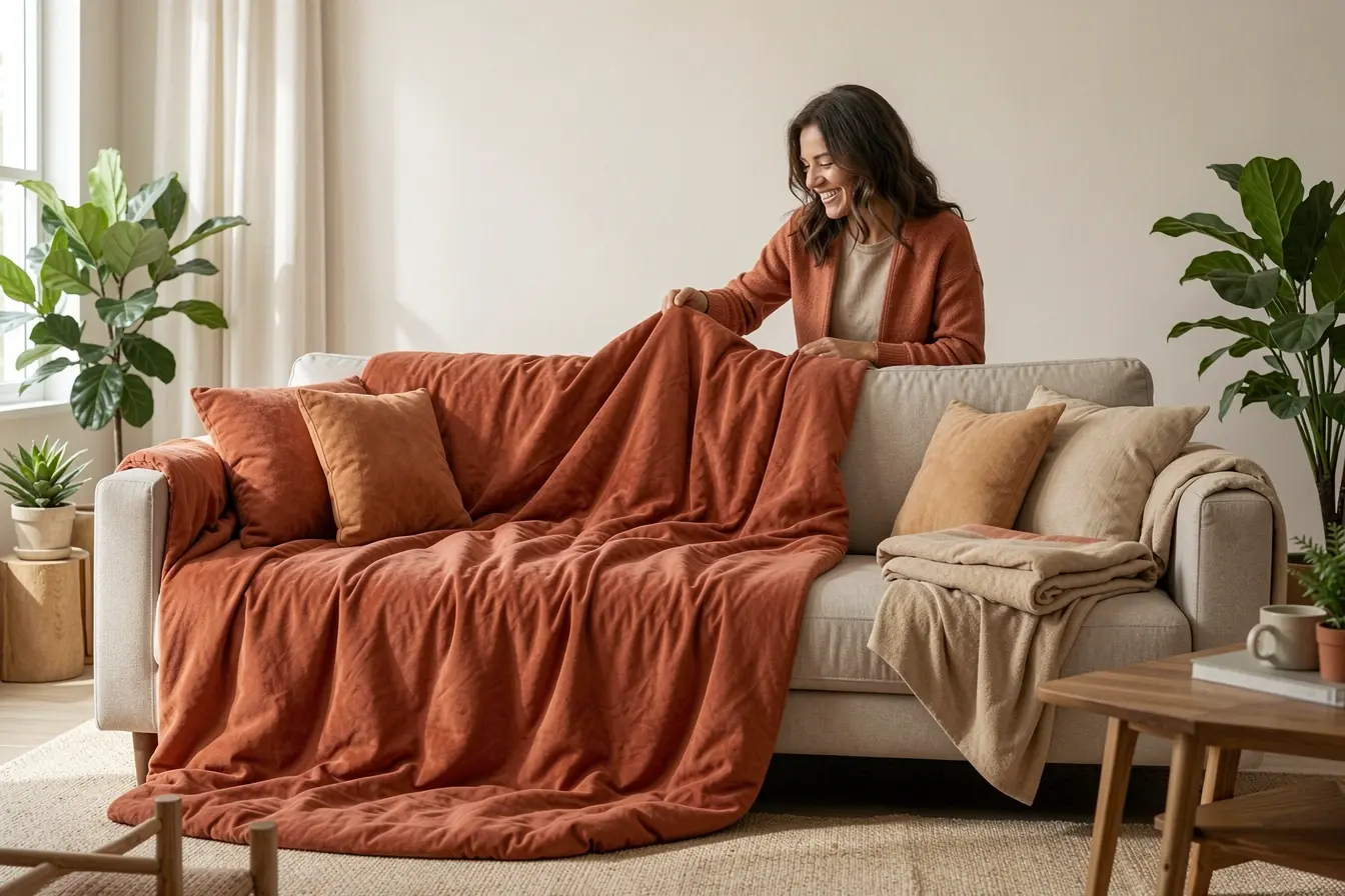 comparacao-entre-manta-grande-demais-e-manta-proporcional-em-sofa-amplo-na-decoracao-da-sala O tamanho da manta interfere no ambiente mais do que a estampa comparacao-entre-manta-grande-demais-e-manta-proporcional-em-sofa-amplo-na-decoracao-da-sala O tamanho da manta interfere no ambiente mais do que a estampa
