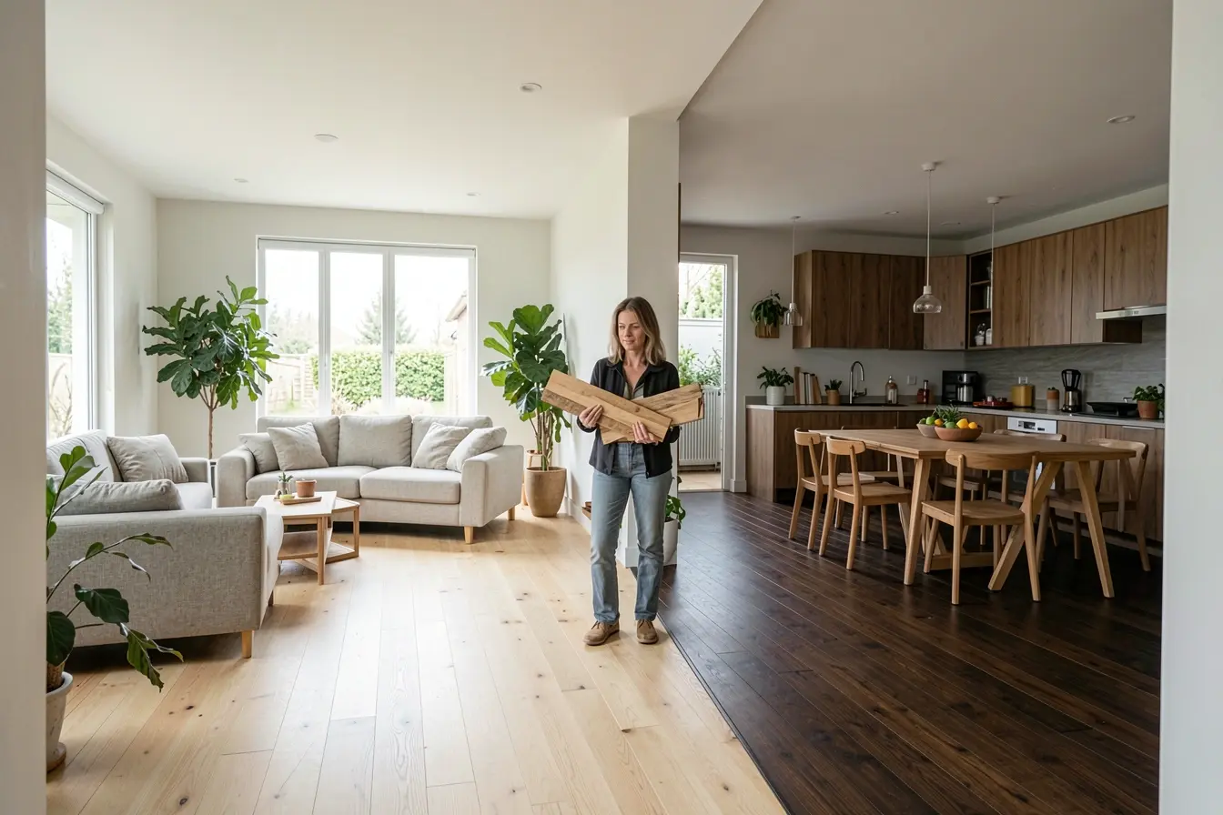 comparacao-entre-piso-de-madeira-claro-e-escuro-em-sala-integrada-com-mulher-avaliando-diferentes-acabamentos Piso de madeira claro ou escuro? O efeito de cada escolha na percepção do ambiente comparacao-entre-piso-de-madeira-claro-e-escuro-em-sala-integrada-com-mulher-avaliando-diferentes-acabamentos Piso de madeira claro ou escuro? O efeito de cada escolha na percepção do ambiente