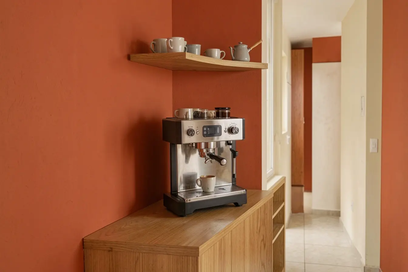 corredor-estreito-com-estacao-de-cafe-organizada-em-prateleiras-rasas-e-circulacao-livre Quando falta espaço, o cantinho do café pode caber onde você menos espera corredor-estreito-com-estacao-de-cafe-organizada-em-prateleiras-rasas-e-circulacao-livre Quando falta espaço, o cantinho do café pode caber onde você menos espera