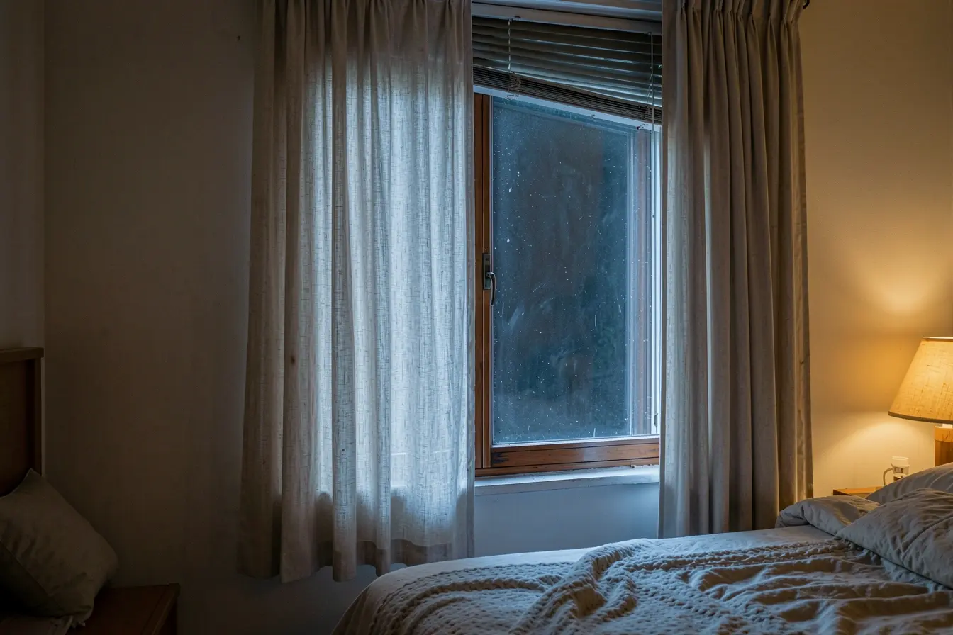 cortina-curta-e-persiana-recolhida-deixam-frestas-junto-a-janela-do-quarto Vidro, cortina ou persiana: o que ajuda a segurar o frio e conter o calor em casa cortina-curta-e-persiana-recolhida-deixam-frestas-junto-a-janela-do-quarto Vidro, cortina ou persiana: o que ajuda a segurar o frio e conter o calor em casa
