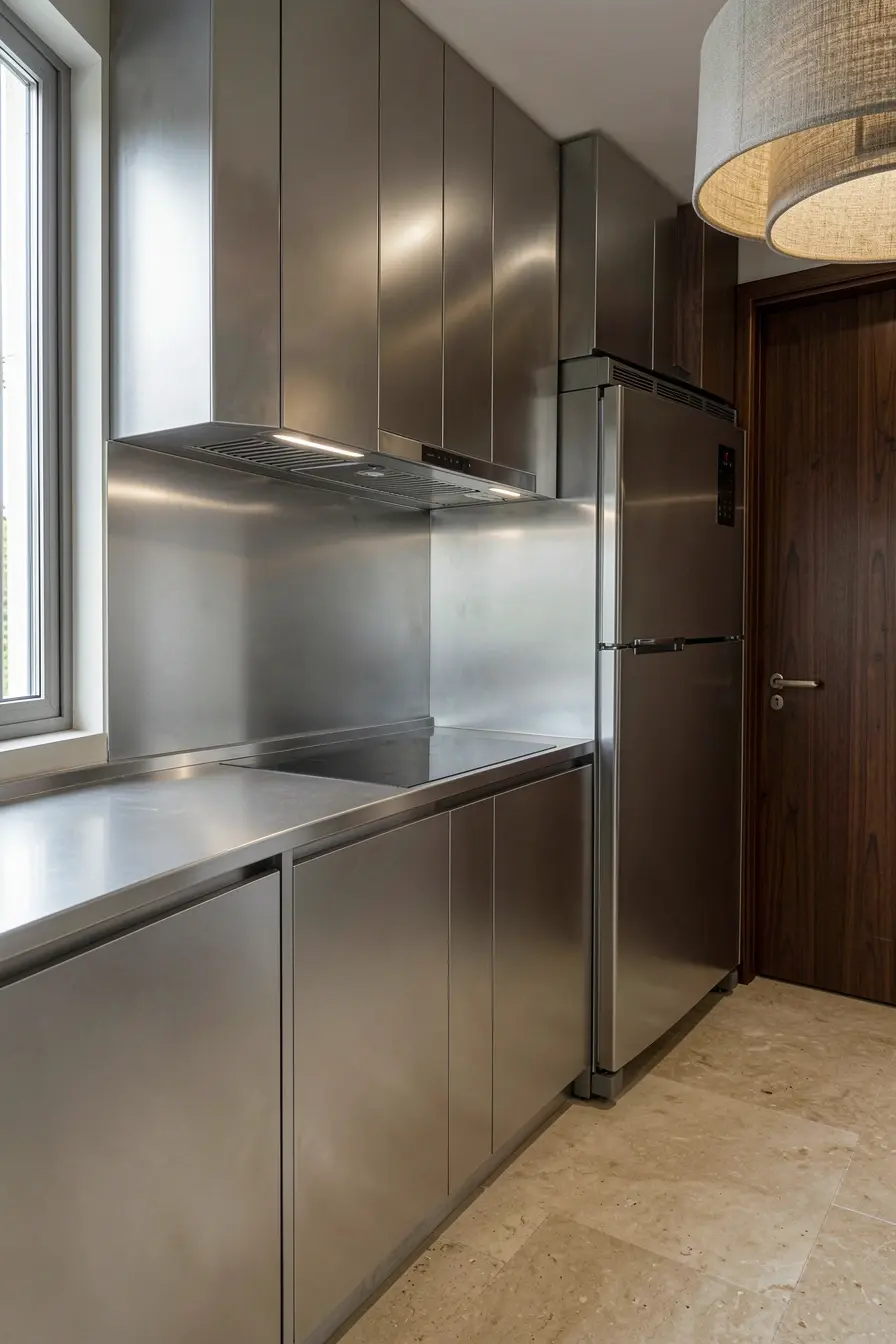 cozinha-com-inox-escovado-e-polido-equilibrado-por-madeira-escura-e-pedra-bege O inox pode deixar a casa fria? Materiais que equilibram seu brilho na decoração cozinha-com-inox-escovado-e-polido-equilibrado-por-madeira-escura-e-pedra-bege O inox pode deixar a casa fria? Materiais que equilibram seu brilho na decoração