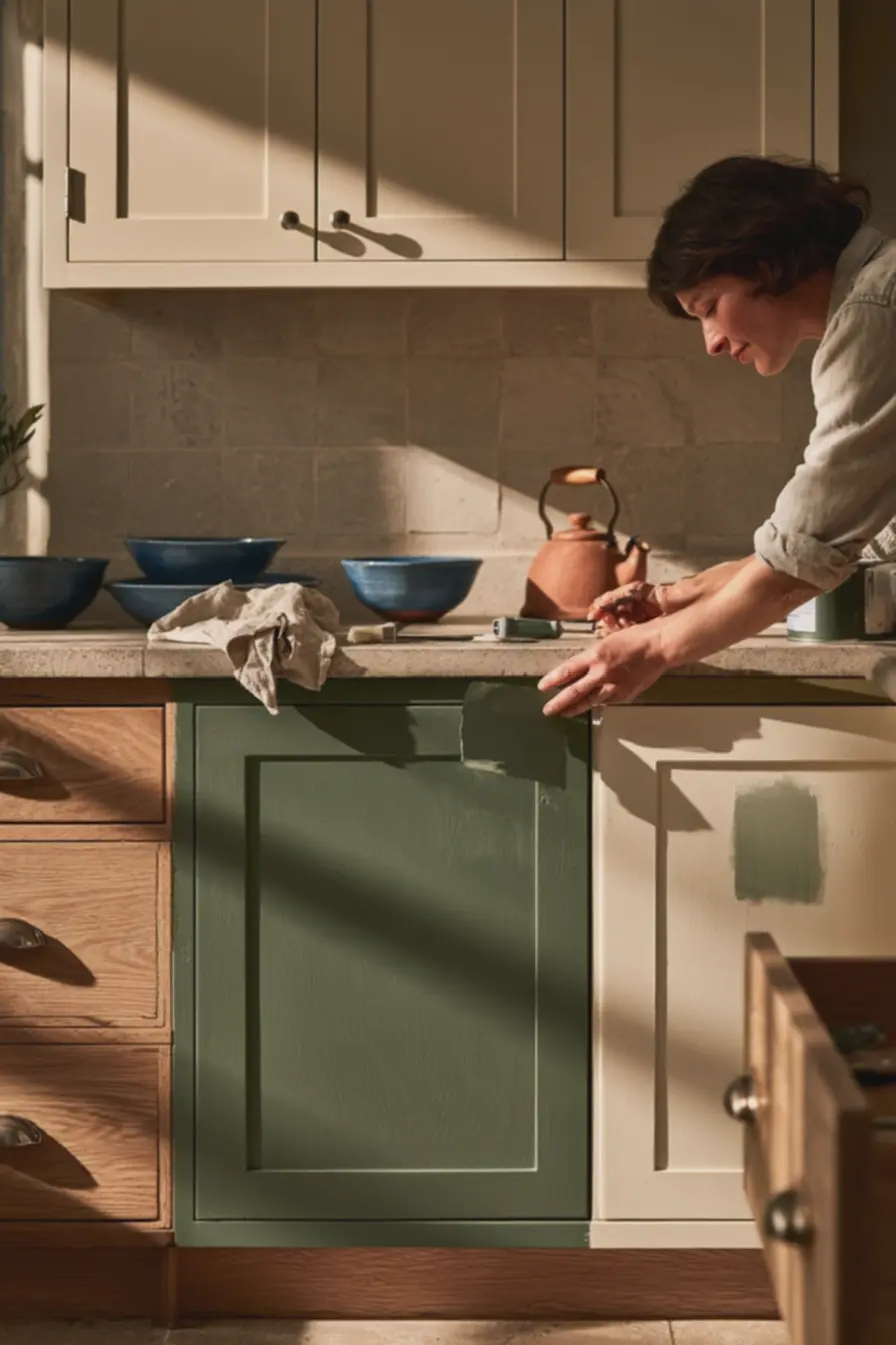 decoracao-de-cozinha-com-armarios-inferiores-coloridos-verde-suave-e-armariossuperiores-creme-equilibrados Móveis coloridos: como usar sem exagerar e deixar o ambiente único decoracao-de-cozinha-com-armarios-inferiores-coloridos-verde-suave-e-armariossuperiores-creme-equilibrados Móveis coloridos: como usar sem exagerar e deixar o ambiente único