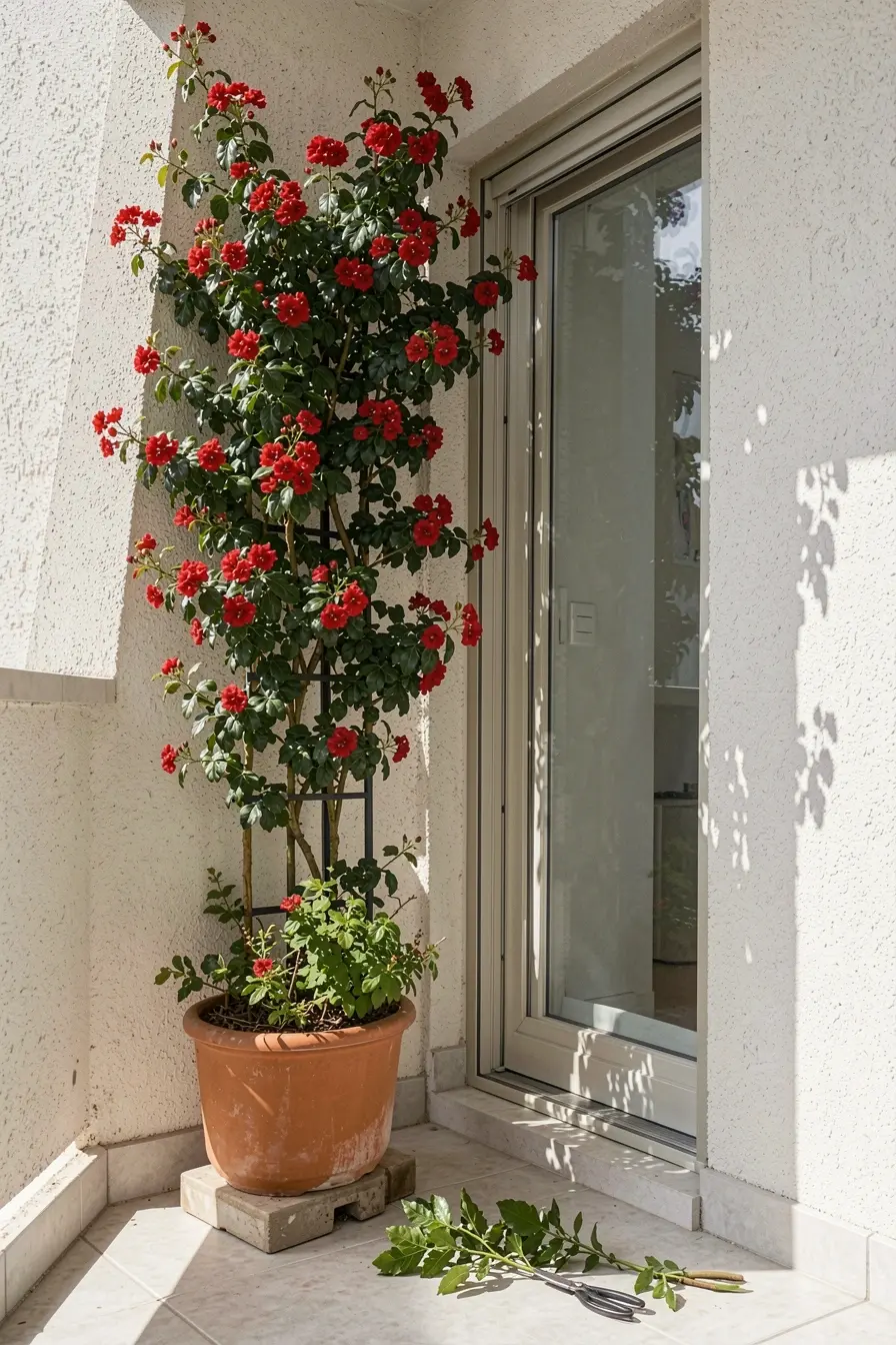 dipladenia-vermelha-em-vaso-e-trelica-independente-destacando-porta-de-fachada-ensolarada Fachadas com flores: espécies trepadeiras que embelezam sem danificar a parede dipladenia-vermelha-em-vaso-e-trelica-independente-destacando-porta-de-fachada-ensolarada Fachadas com flores: espécies trepadeiras que embelezam sem danificar a parede