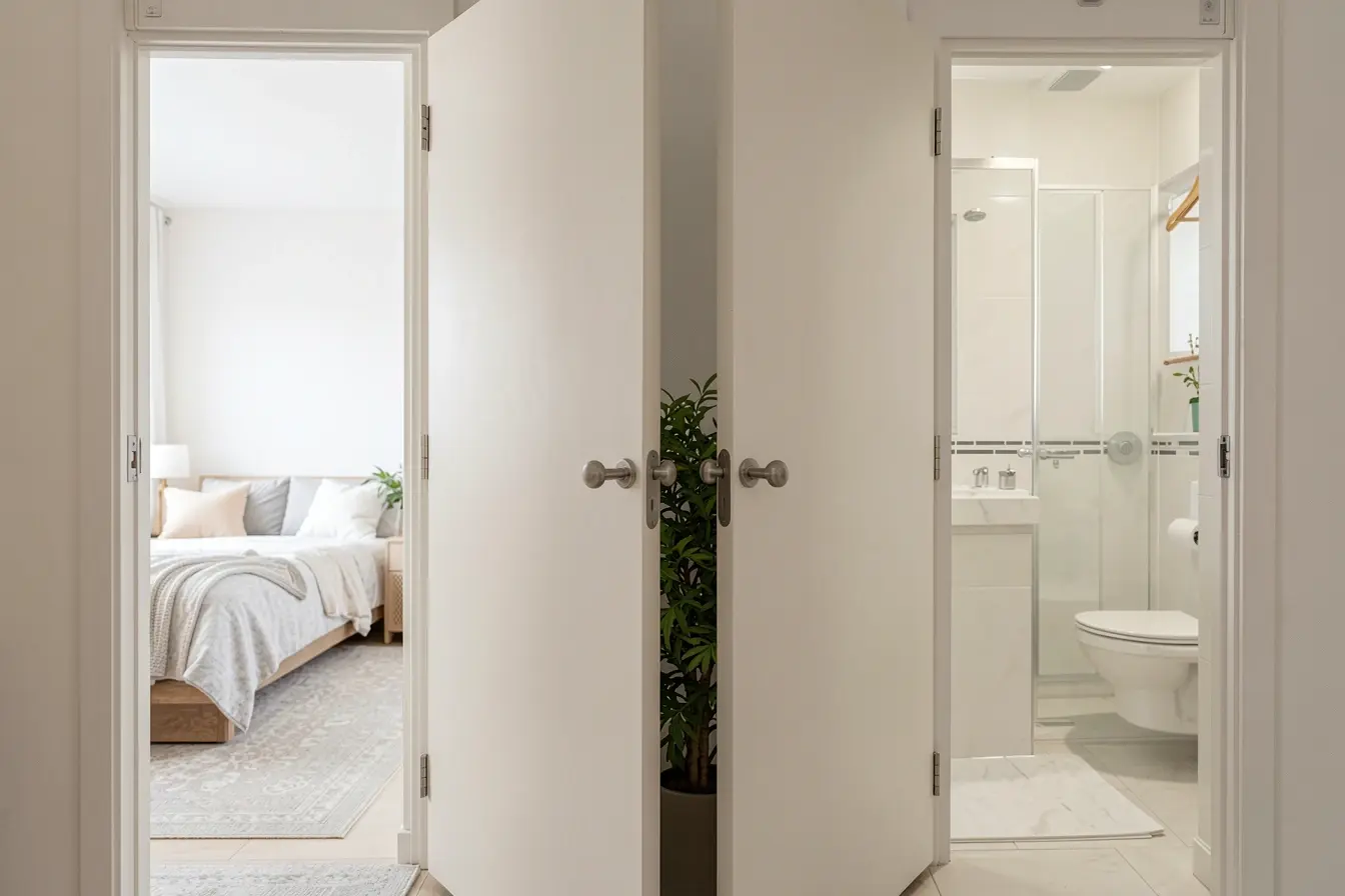duas-portas-de-abrir-disputando-o-mesmo-corredor-em-apartamento-de-dois-quartos Nos apartamentos de 2 quartos, a porta pode roubar espaço sem ninguém perceber duas-portas-de-abrir-disputando-o-mesmo-corredor-em-apartamento-de-dois-quartos Nos apartamentos de 2 quartos, a porta pode roubar espaço sem ninguém perceber