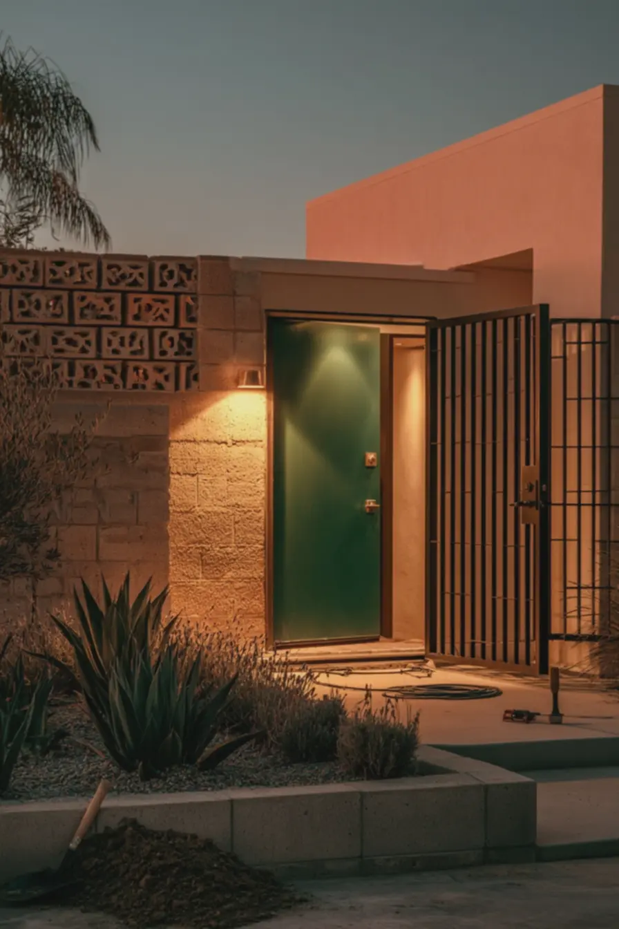 entrada-de-casa-compacta-ao-anoitecer-com-porta-verde-esmeralda-e-iluminacaoaconchegante Casa pequena, fachada marcante: 8 truques que fazem a frente parecer muito mais interessante entrada-de-casa-compacta-ao-anoitecer-com-porta-verde-esmeralda-e-iluminacaoaconchegante Casa pequena, fachada marcante: 8 truques que fazem a frente parecer muito mais interessante