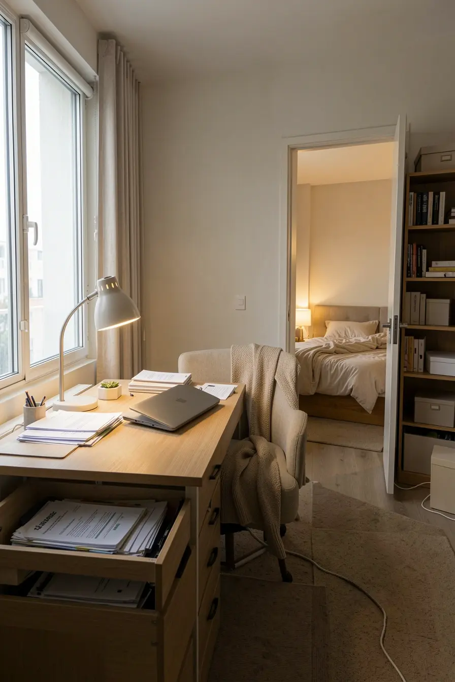 escritorio-no-segundo-quarto-separado-da-area-de-descanso-do-apartamento Apartamentos de 2 quartos têm um dilema: o segundo ambiente será quarto ou escritório? escritorio-no-segundo-quarto-separado-da-area-de-descanso-do-apartamento Apartamentos de 2 quartos têm um dilema: o segundo ambiente será quarto ou escritório?