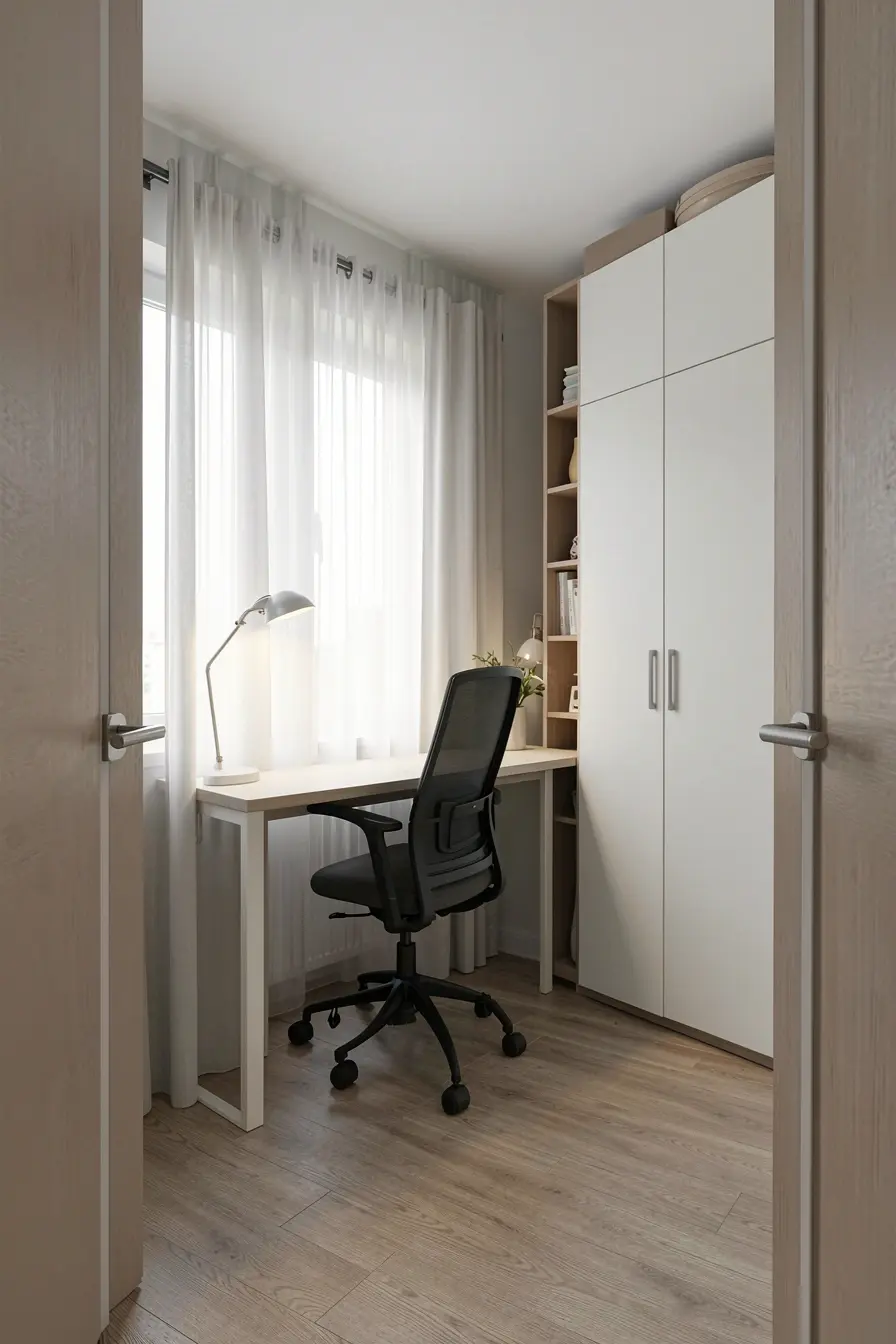 escritorio-silencioso-no-segundo-quarto-com-armazenamento-e-privacidade-no-apartamento Apartamentos de 2 quartos têm um dilema: o segundo ambiente será quarto ou escritório? escritorio-silencioso-no-segundo-quarto-com-armazenamento-e-privacidade-no-apartamento Apartamentos de 2 quartos têm um dilema: o segundo ambiente será quarto ou escritório?