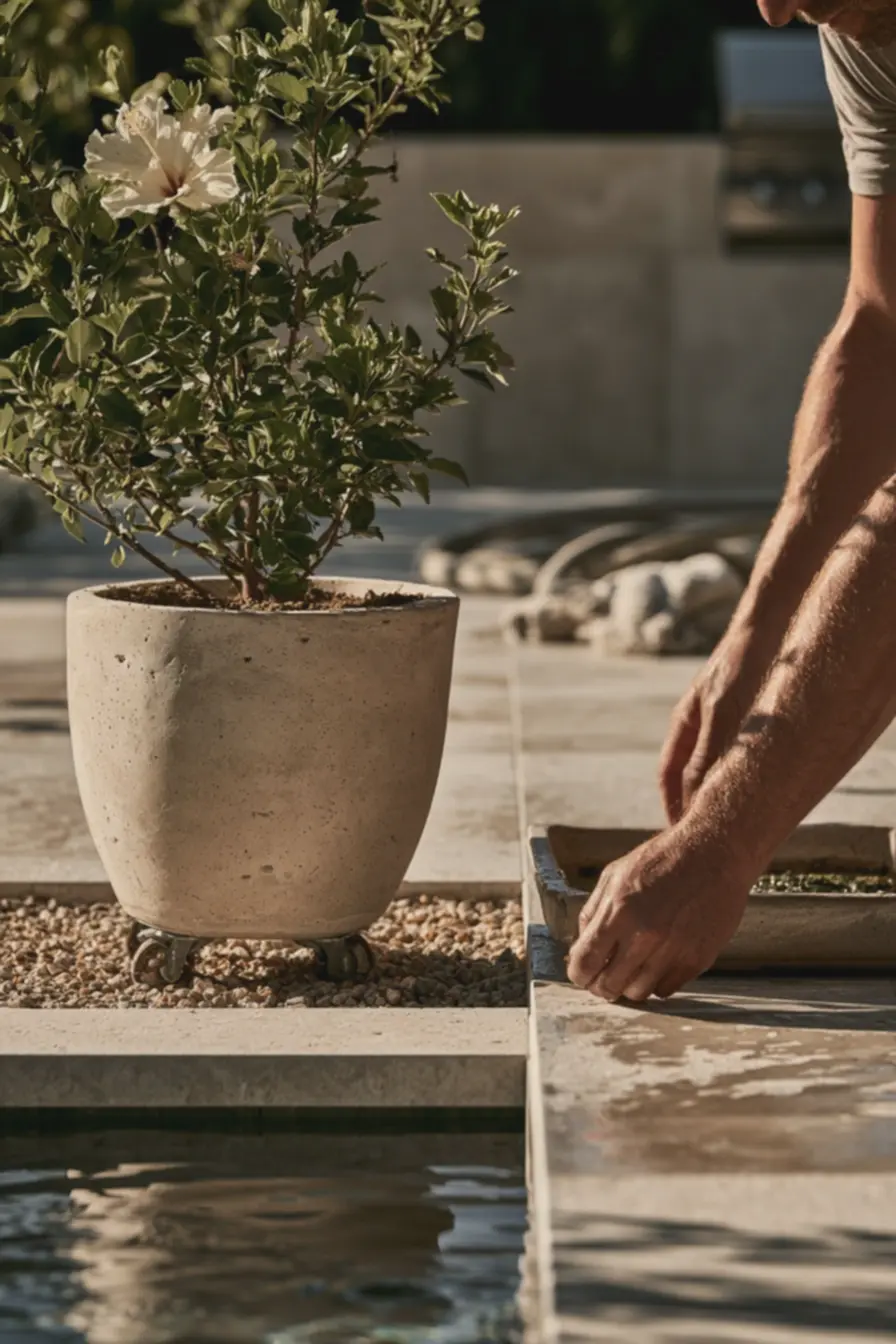 estacao-de-plantio-proxima-a-piscina-com-vaso-em-cimento-sobre-rodiziosfacilitando-manutencao Sua área gourmet com piscina pode ficar linda e bem decorada se você usar essas dicas estacao-de-plantio-proxima-a-piscina-com-vaso-em-cimento-sobre-rodiziosfacilitando-manutencao Sua área gourmet com piscina pode ficar linda e bem decorada se você usar essas dicas