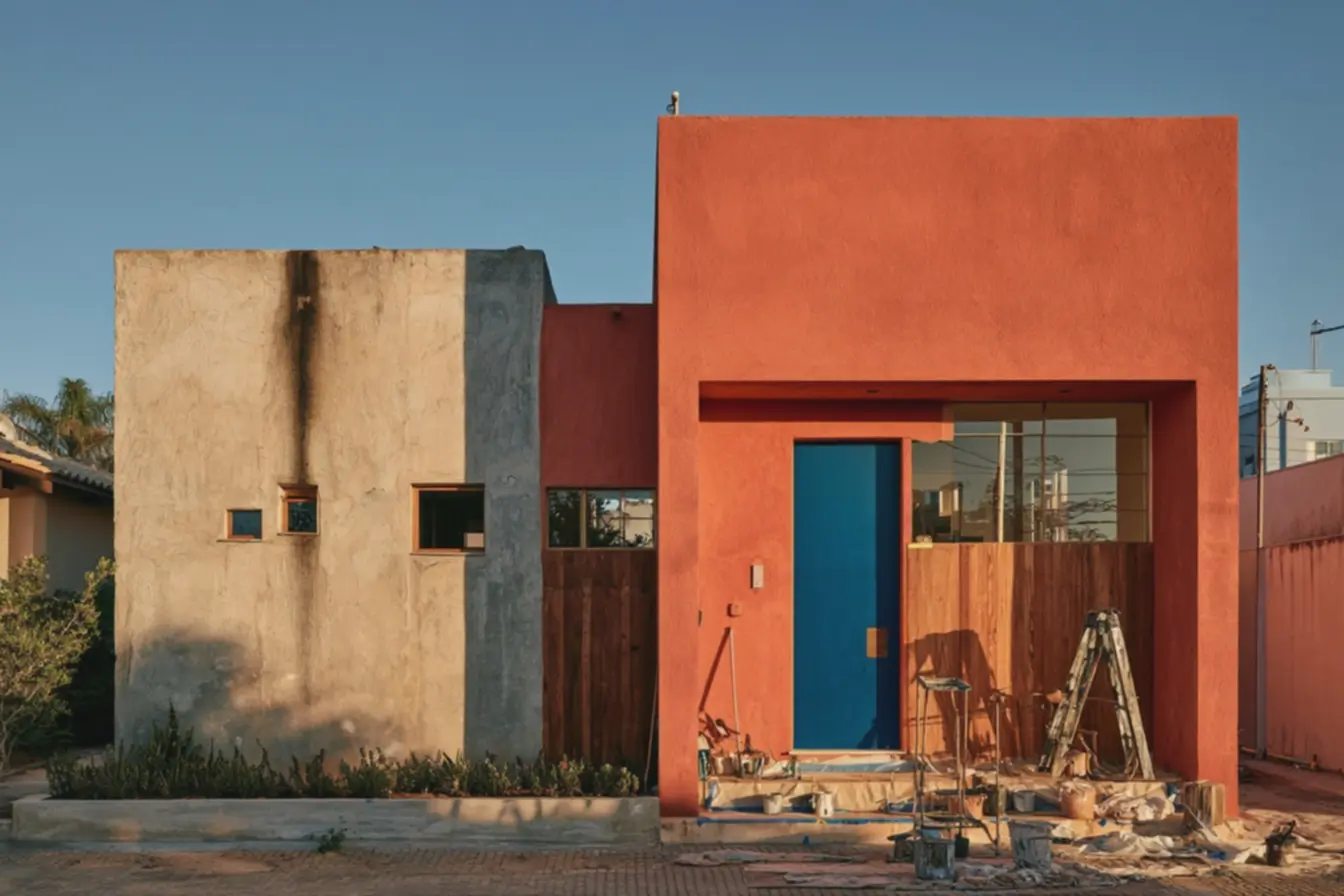 fachada-residencial-moderna-com-parapeito-horizontal-e-entrada-rebaixadailuminada-por-luz-do-fim-de-tarde O que realmente faz uma fachada parecer moderna? Não é só esconder o telhado fachada-residencial-moderna-com-parapeito-horizontal-e-entrada-rebaixadailuminada-por-luz-do-fim-de-tarde O que realmente faz uma fachada parecer moderna? Não é só esconder o telhado