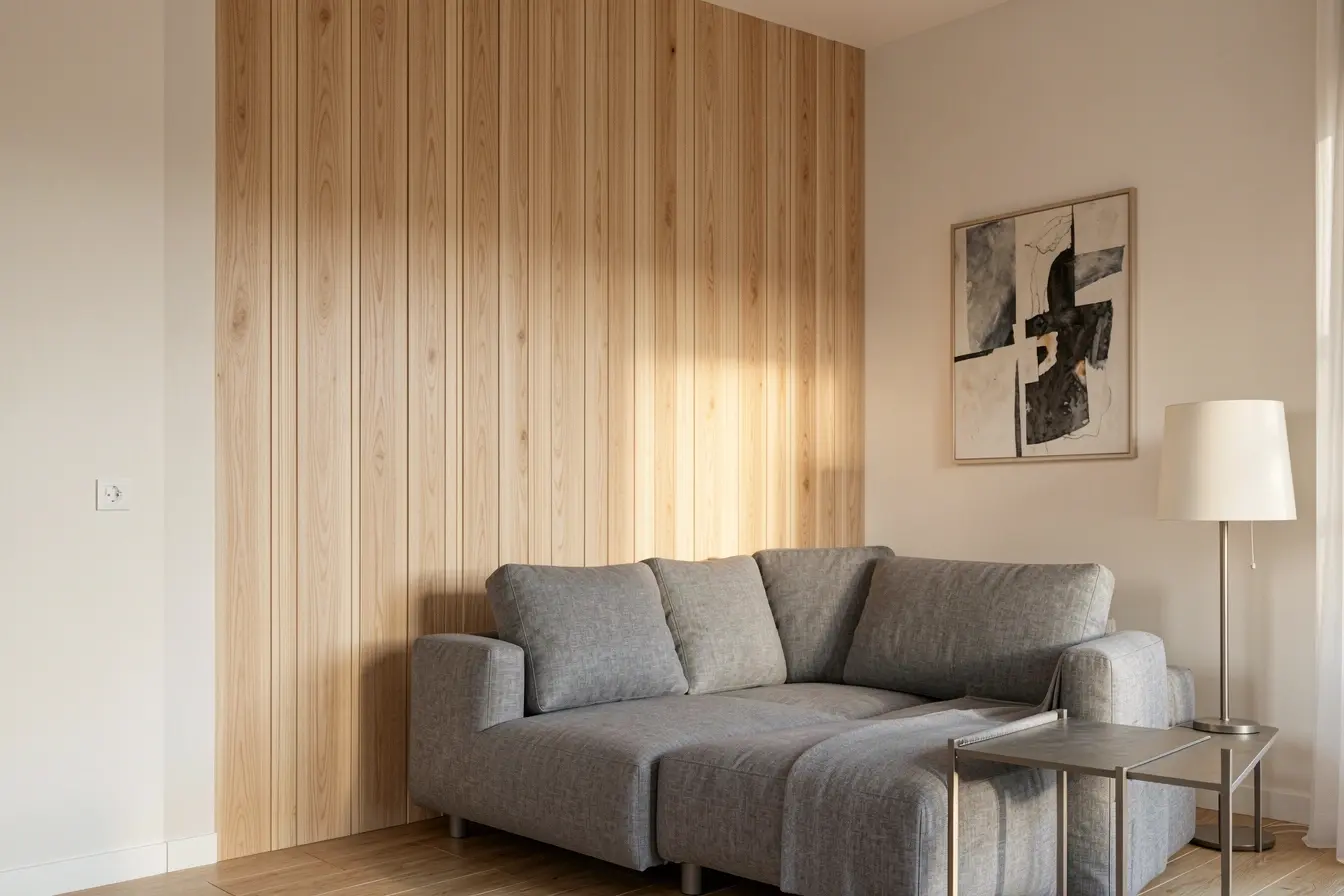 faixa-vertical-de-madeira-atras-do-sofa-valorizando-o-pe-direito-de-uma-sala-pequena-sem-ocupar-toda-a-parede Painel de madeira em sala pequena: onde ele funciona sem pesar no ambiente faixa-vertical-de-madeira-atras-do-sofa-valorizando-o-pe-direito-de-uma-sala-pequena-sem-ocupar-toda-a-parede Painel de madeira em sala pequena: onde ele funciona sem pesar no ambiente