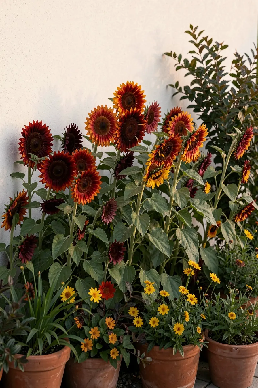 girassois-avermelhados-e-amarelos-criando-atmosfera-quente-em-um-jardim-residencial O tamanho do girassol muda o jardim: variedades para vasos e canteiros girassois-avermelhados-e-amarelos-criando-atmosfera-quente-em-um-jardim-residencial O tamanho do girassol muda o jardim: variedades para vasos e canteiros