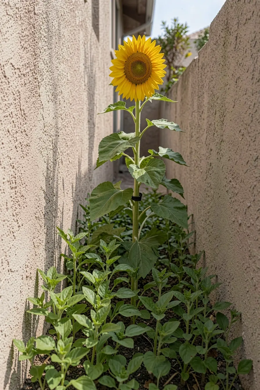 girassol-alto-de-flor-unica-criando-verticalidade-no-fundo-de-um-canteiro-junto-ao-muro O tamanho do girassol muda o jardim: variedades para vasos e canteiros girassol-alto-de-flor-unica-criando-verticalidade-no-fundo-de-um-canteiro-junto-ao-muro O tamanho do girassol muda o jardim: variedades para vasos e canteiros