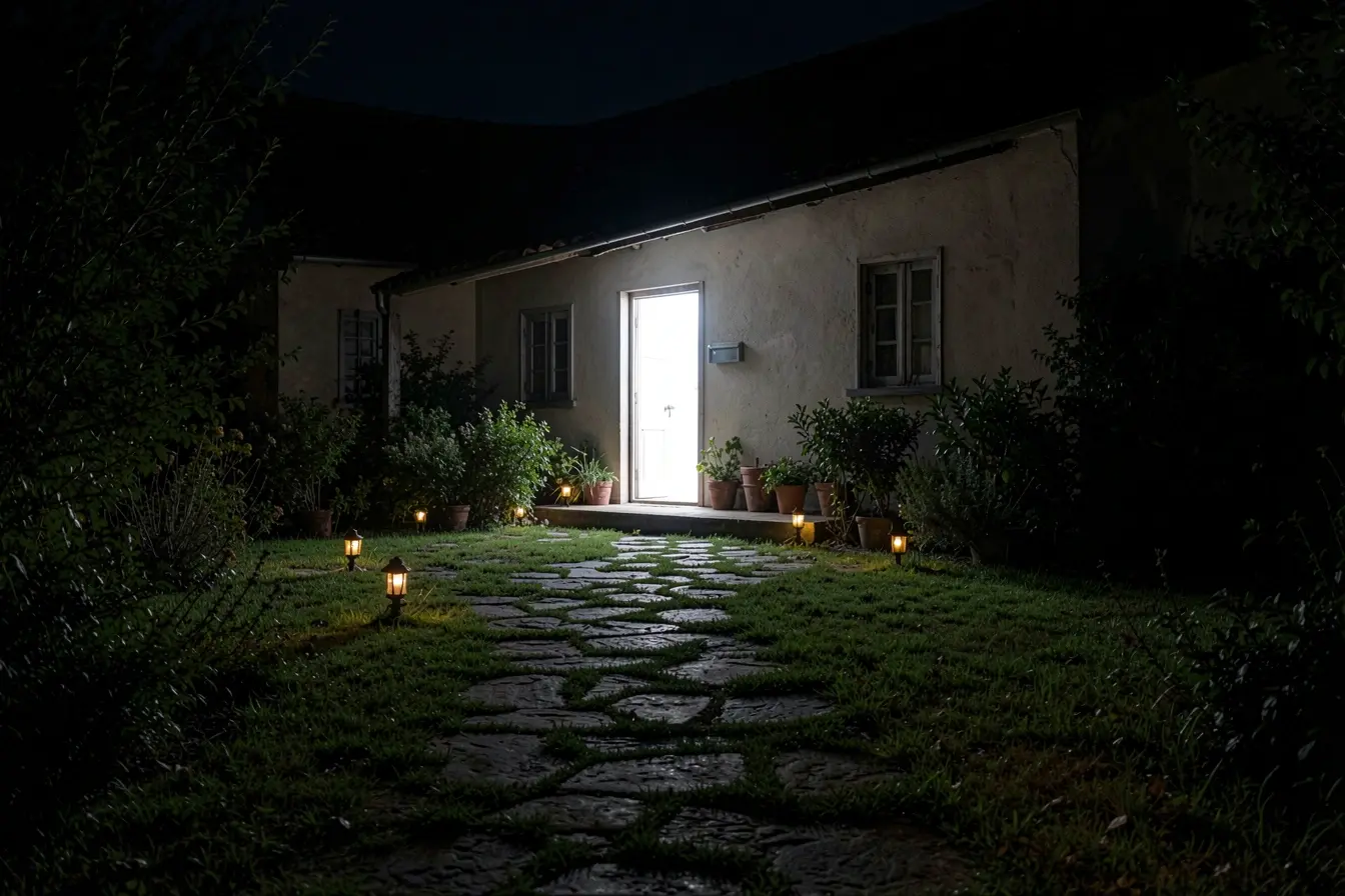iluminacao-distribuida-conecta-o-caminho-do-jardim-a-entrada-iluminada-de-uma-casa-de-campo A iluminação noturna revela o que falta nas fachadas de casas de campo iluminacao-distribuida-conecta-o-caminho-do-jardim-a-entrada-iluminada-de-uma-casa-de-campo A iluminação noturna revela o que falta nas fachadas de casas de campo