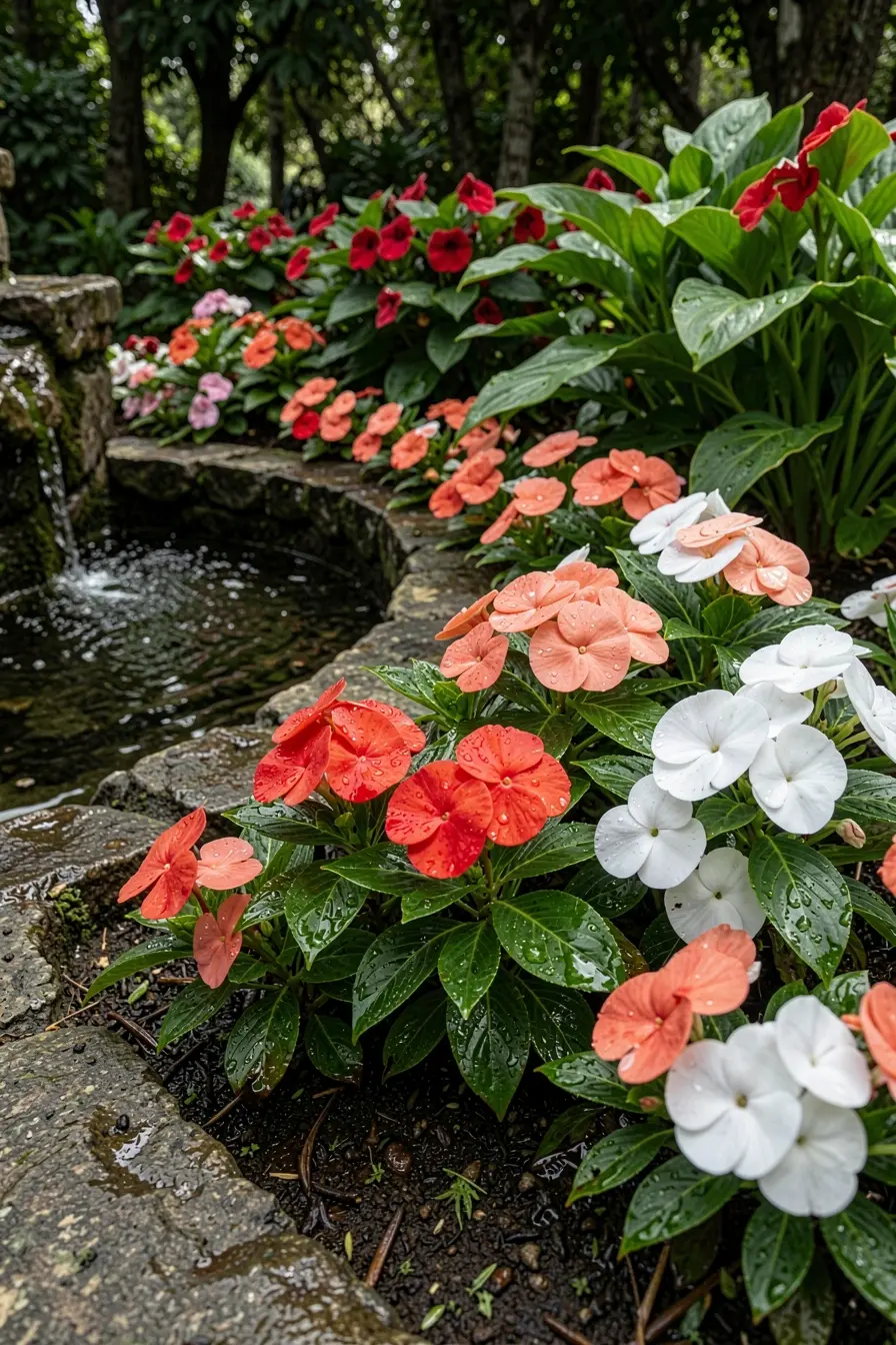 impatiens-floridos-em-solo-umido-de-canteiro-sombreado-junto-a-uma-fonte-de-pedra Seu jardim recebe pouca luz? Estas flores levam cor aos canteiros mais sombreados impatiens-floridos-em-solo-umido-de-canteiro-sombreado-junto-a-uma-fonte-de-pedra Seu jardim recebe pouca luz? Estas flores levam cor aos canteiros mais sombreados