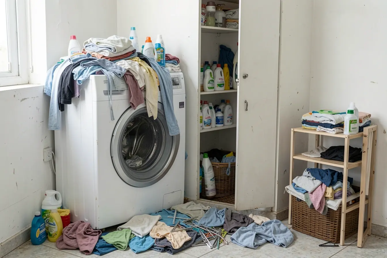 lavanderia-organizada-com-cesto-de-roupas-armario-fechado-e-produtos-de-limpeza-acessiveis Os pontos da casa que mais acumulam bagunça e pedem soluções sob medida lavanderia-organizada-com-cesto-de-roupas-armario-fechado-e-produtos-de-limpeza-acessiveis Os pontos da casa que mais acumulam bagunça e pedem soluções sob medida