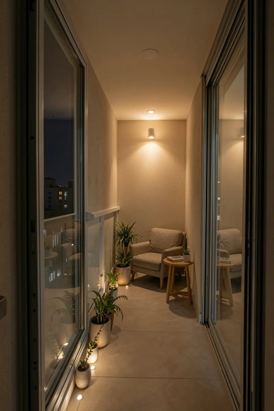 luz-indireta-na-parede-e-pontos-baixos-no-piso-ampliam-visualmente-uma-sacada-estreita A iluminação certa faz a sacada do apartamento parecer maior depois que o sol vai embora luz-indireta-na-parede-e-pontos-baixos-no-piso-ampliam-visualmente-uma-sacada-estreita A iluminação certa faz a sacada do apartamento parecer maior depois que o sol vai embora