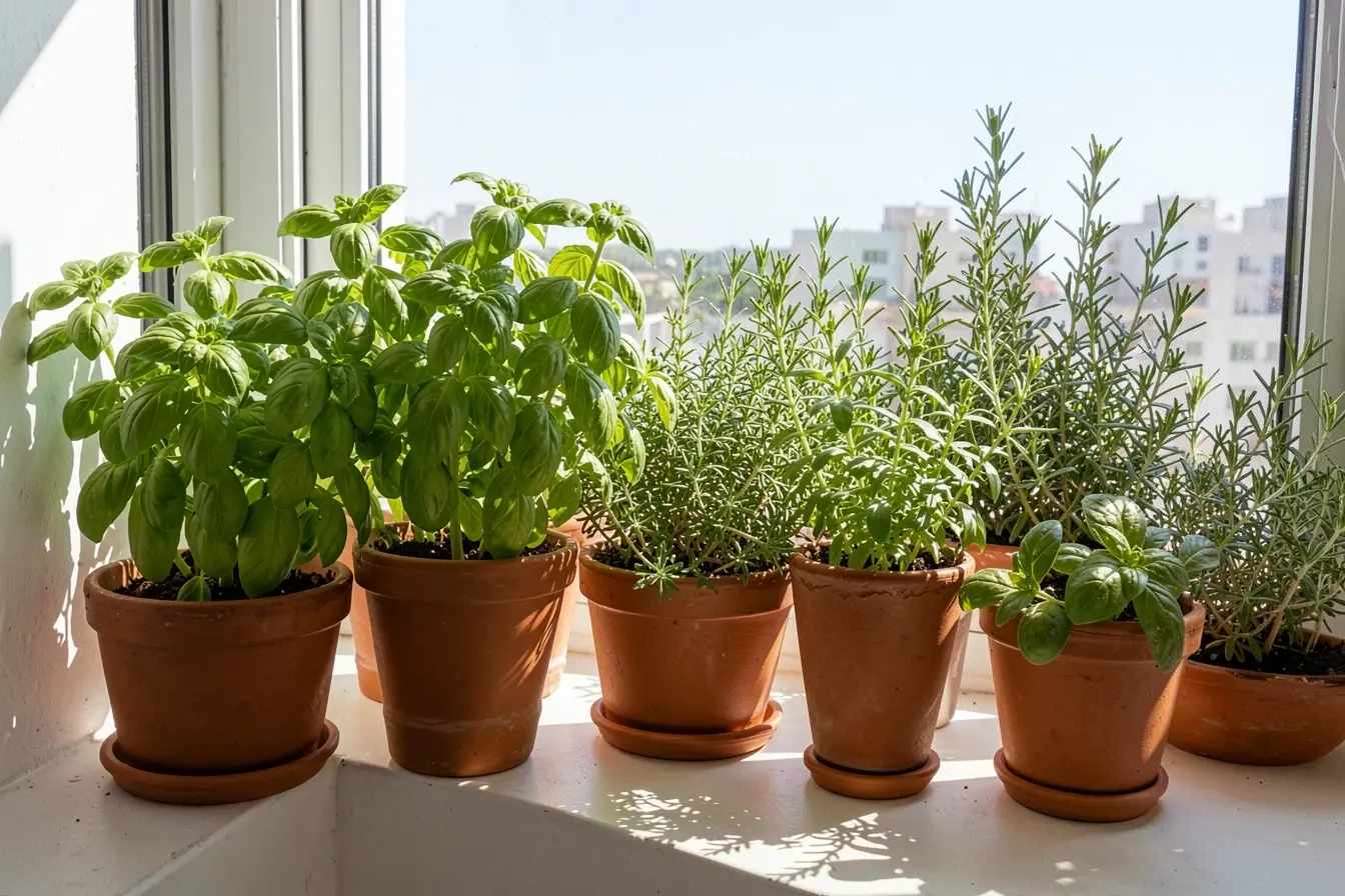 manjericao-alecrim-e-tomilho-vicosos-em-vasos-junto-a-janela-ensolarada-do-apartamento Nem toda erva gosta de apartamento: as escolhas certas para uma horta bonita e produtiva manjericao-alecrim-e-tomilho-vicosos-em-vasos-junto-a-janela-ensolarada-do-apartamento Nem toda erva gosta de apartamento: as escolhas certas para uma horta bonita e produtiva