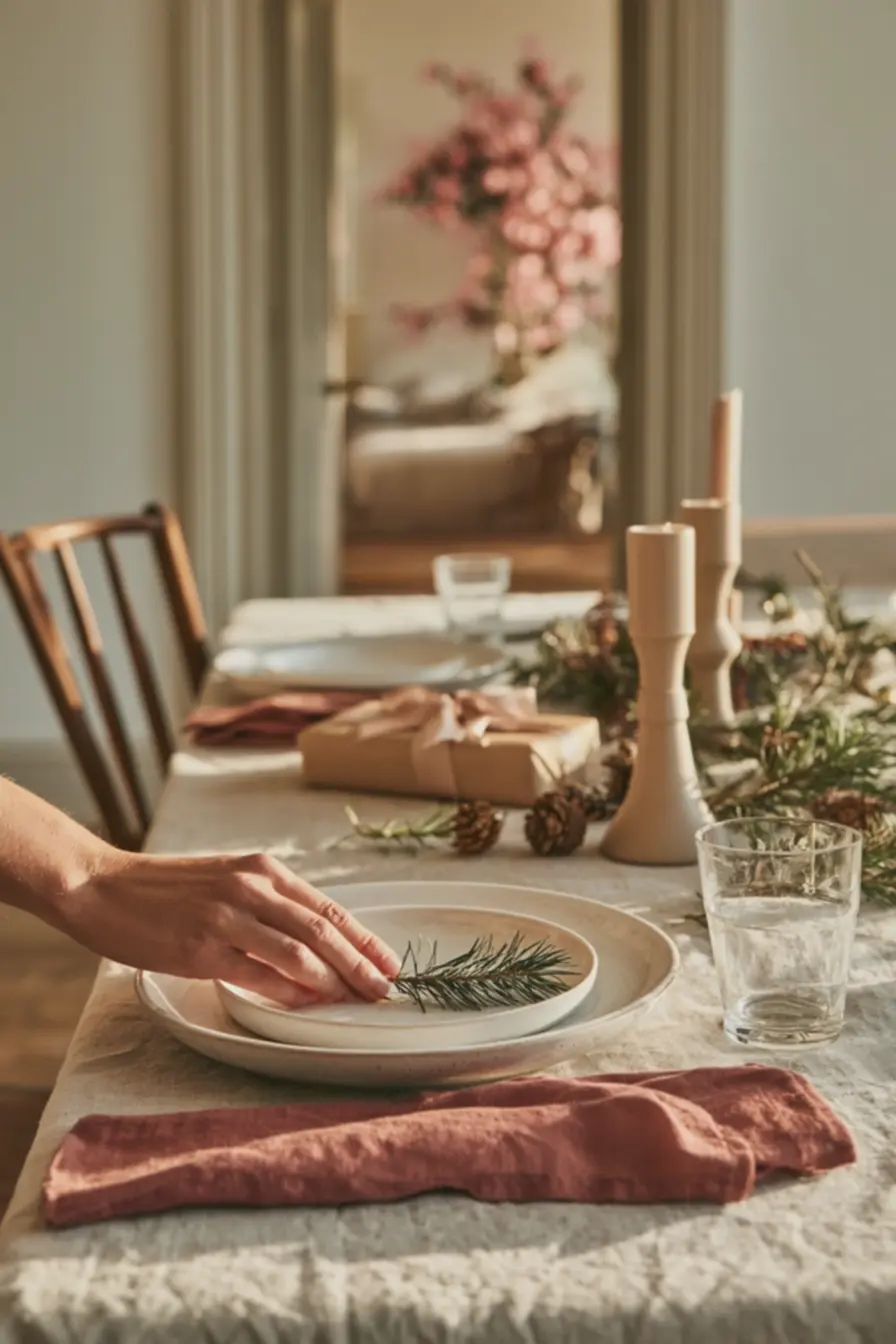 mesa-de-jantar-natalina-com-toalha-de-linho-natural-e-guardanapo-rosa-dusty-roseao-lado-de-decoracao-rustica O Natal cor-de-rosa não foi embora: veja por que essa decoração continua conquistando casas mesa-de-jantar-natalina-com-toalha-de-linho-natural-e-guardanapo-rosa-dusty-roseao-lado-de-decoracao-rustica O Natal cor-de-rosa não foi embora: veja por que essa decoração continua conquistando casas