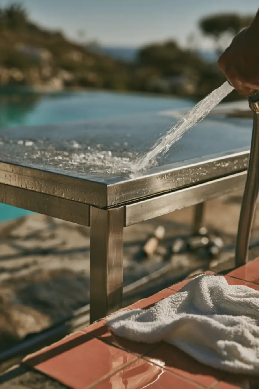 movel-externo-de-aco-inox-sendo-lavado-com-mangueira-ao-lado-de-piscina-turquesamostrando-limpeza-e-manutencao-em-ambiente-ao-ar-livre O inox saiu da geladeira e virou móvel de luxo. Por que ele está tão disputado? movel-externo-de-aco-inox-sendo-lavado-com-mangueira-ao-lado-de-piscina-turquesamostrando-limpeza-e-manutencao-em-ambiente-ao-ar-livre O inox saiu da geladeira e virou móvel de luxo. Por que ele está tão disputado?