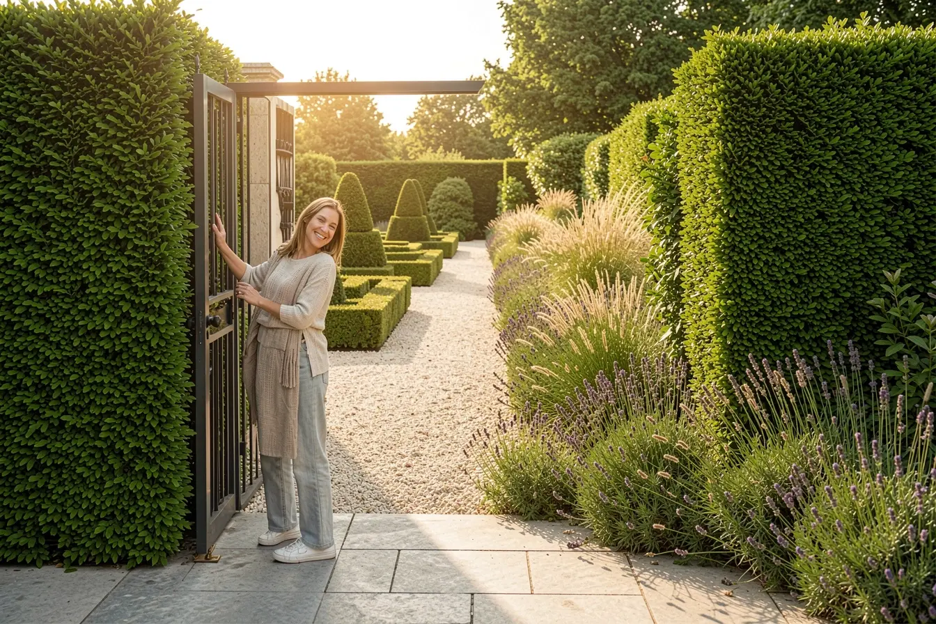 mulher-abre-uma-sebe-e-revela-jardim-frances-com-eixo-simetrico-e-vegetacao-contemporanea-mais-natural Simetria sem rigidez: caminhos e canteiros que definem um jardim francês mulher-abre-uma-sebe-e-revela-jardim-frances-com-eixo-simetrico-e-vegetacao-contemporanea-mais-natural Simetria sem rigidez: caminhos e canteiros que definem um jardim francês