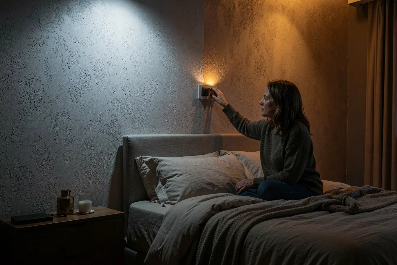 mulher-ajustando-a-iluminacao-e-transformando-a-parede-de-destaque-do-quarto-antes-de-dormir A luz certa valoriza a parede de destaque no quarto e muda o clima antes de dormir mulher-ajustando-a-iluminacao-e-transformando-a-parede-de-destaque-do-quarto-antes-de-dormir A luz certa valoriza a parede de destaque no quarto e muda o clima antes de dormir