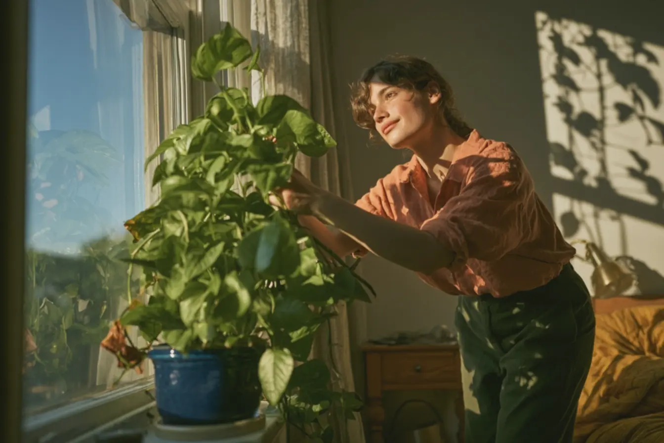 mulher-cuidando-de-planta-no-quarto-protegendo-folhas-do-sol-direto-atras-decortina-translucida-para-evitar-queimaduras As plantas no quarto são mais do que decoração, elas podem trazer aconchego e acolhimento. E essas são as dicas de como escolher. mulher-cuidando-de-planta-no-quarto-protegendo-folhas-do-sol-direto-atras-decortina-translucida-para-evitar-queimaduras As plantas no quarto são mais do que decoração, elas podem trazer aconchego e acolhimento. E essas são as dicas de como escolher.