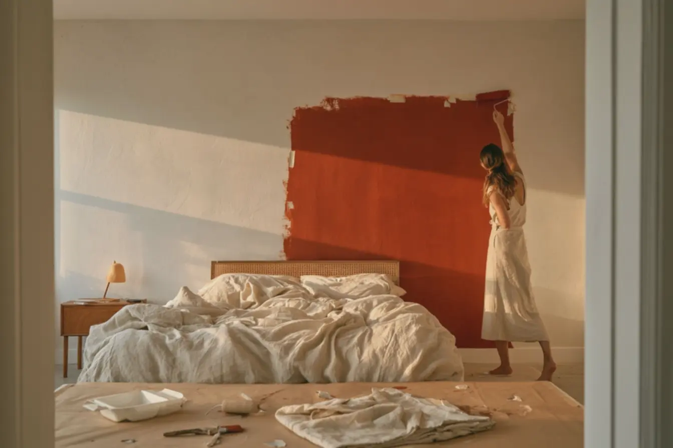 mulher-jovem-pintando-cuidadosamente-parede-atras-da-cama-com-rolo-perto-decabeceira-de-tecido-trancado Chega de parede branca sem graça, veja como ter uma parede de destaque no quarto mulher-jovem-pintando-cuidadosamente-parede-atras-da-cama-com-rolo-perto-decabeceira-de-tecido-trancado Chega de parede branca sem graça, veja como ter uma parede de destaque no quarto