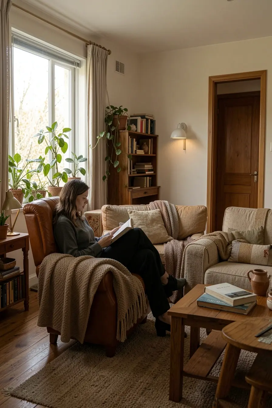 mulher-lendo-em-poltrona-proxima-ao-sofa-com-estante-baixa-e-circulacao-livre-na-sala O canto de leitura que dá sentido a uma sala analógica sem deixá-la com cara de biblioteca mulher-lendo-em-poltrona-proxima-ao-sofa-com-estante-baixa-e-circulacao-livre-na-sala O canto de leitura que dá sentido a uma sala analógica sem deixá-la com cara de biblioteca