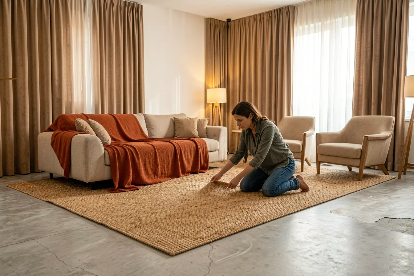 mulher-reposiciona-tapete-grande-e-transforma-sala-fria-em-ambiente-acolhedor-com-manta-e-cortinas-encorpadas Tapetes, mantas e cortinas: a camada têxtil que aquece a sala sem excessos mulher-reposiciona-tapete-grande-e-transforma-sala-fria-em-ambiente-acolhedor-com-manta-e-cortinas-encorpadas Tapetes, mantas e cortinas: a camada têxtil que aquece a sala sem excessos