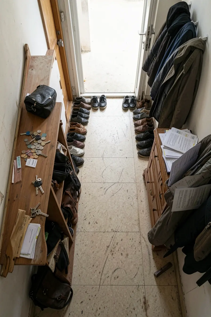 objetos-acumulados-mostram-os-pontos-de-desorganizacao-no-hall-de-entrada O hall de entrada revela onde a bagunça começa dentro de casa objetos-acumulados-mostram-os-pontos-de-desorganizacao-no-hall-de-entrada O hall de entrada revela onde a bagunça começa dentro de casa
