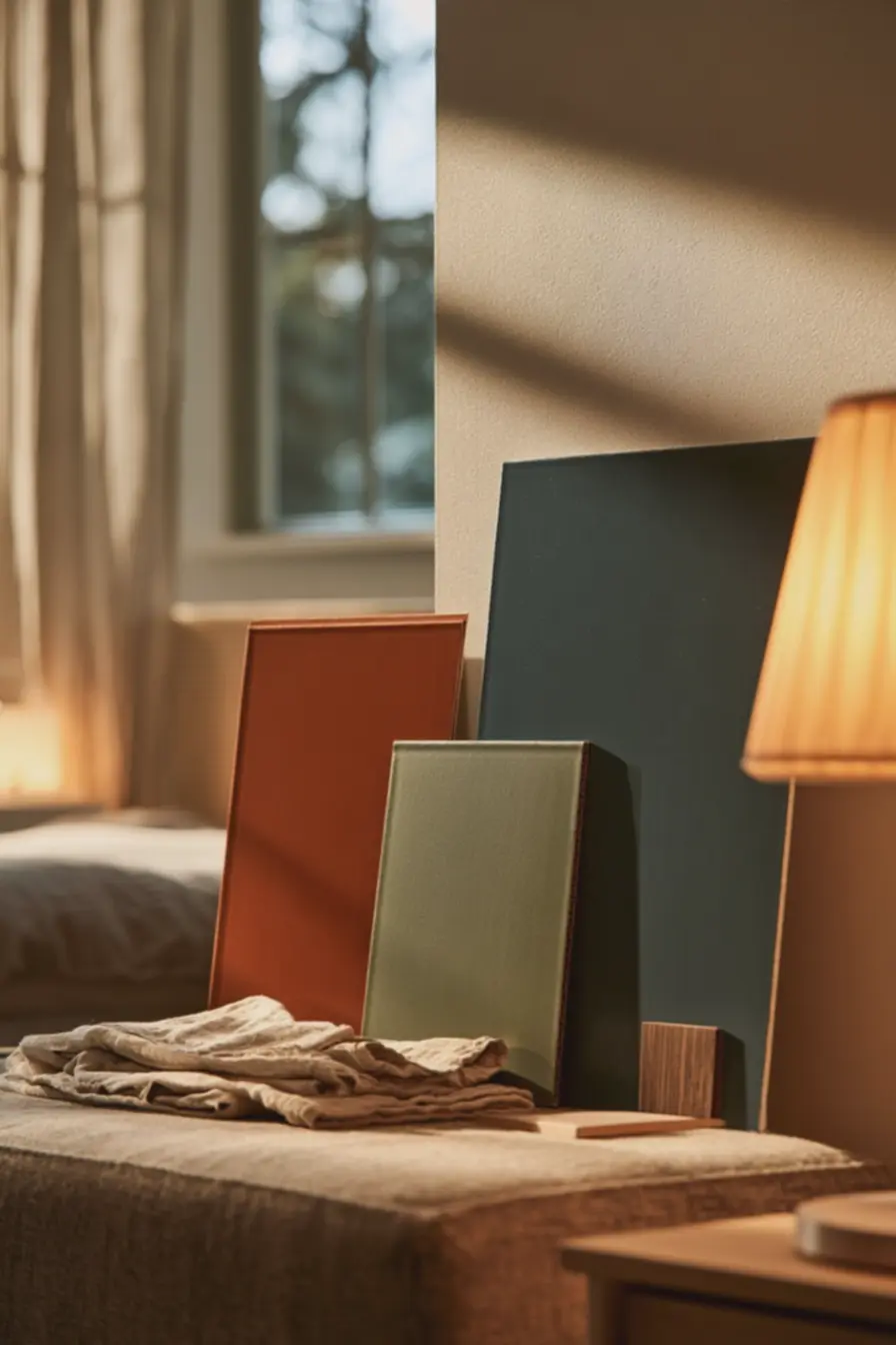 paredes-com-amostras-de-tinta-iluminadas-por-luz-natural-e-abajur-mostrandovariacao-de-cor-ao-longo-do-dia Chega de parede branca sem graça, veja como ter uma parede de destaque no quarto paredes-com-amostras-de-tinta-iluminadas-por-luz-natural-e-abajur-mostrandovariacao-de-cor-ao-longo-do-dia Chega de parede branca sem graça, veja como ter uma parede de destaque no quarto