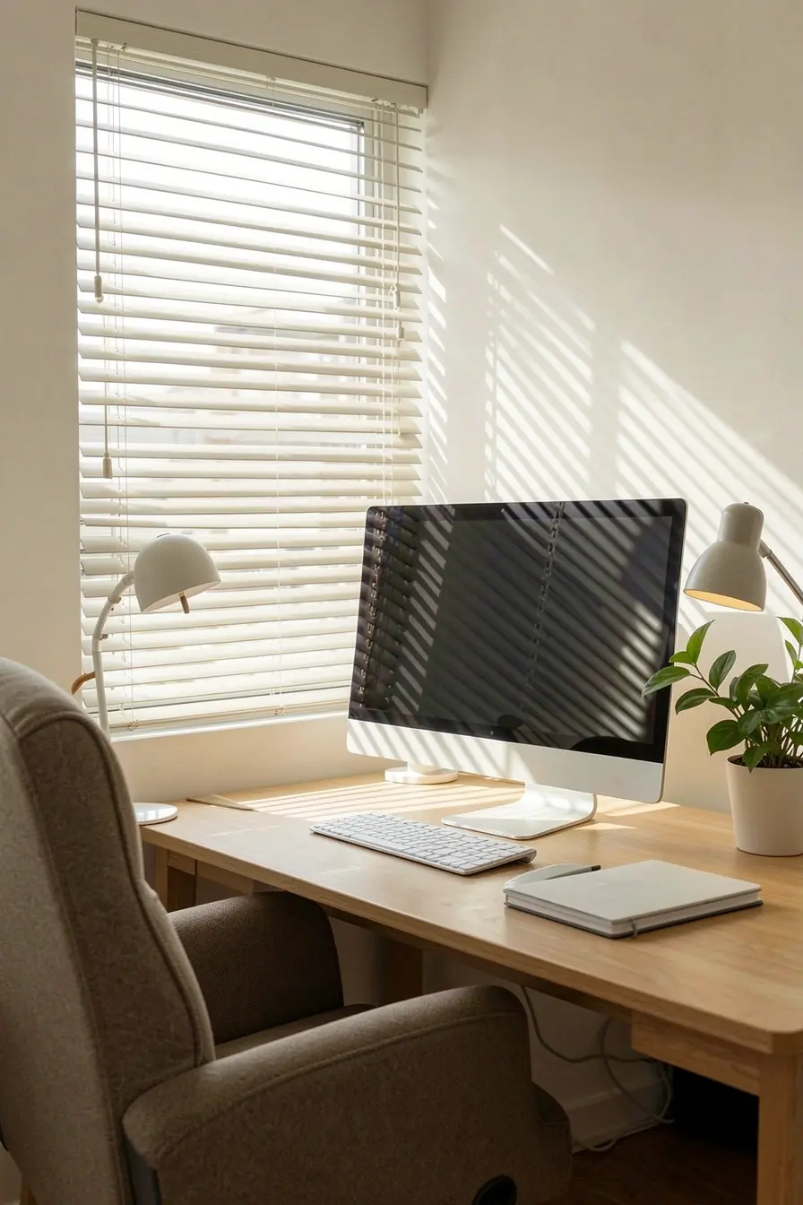 persiana-ajustada-no-home-office-reduz-reflexos-e-mantem-claridade-natural-para-trabalhar Cortinas e persianas certas ajudam a conter a variação térmica sem escurecer a casa persiana-ajustada-no-home-office-reduz-reflexos-e-mantem-claridade-natural-para-trabalhar Cortinas e persianas certas ajudam a conter a variação térmica sem escurecer a casa