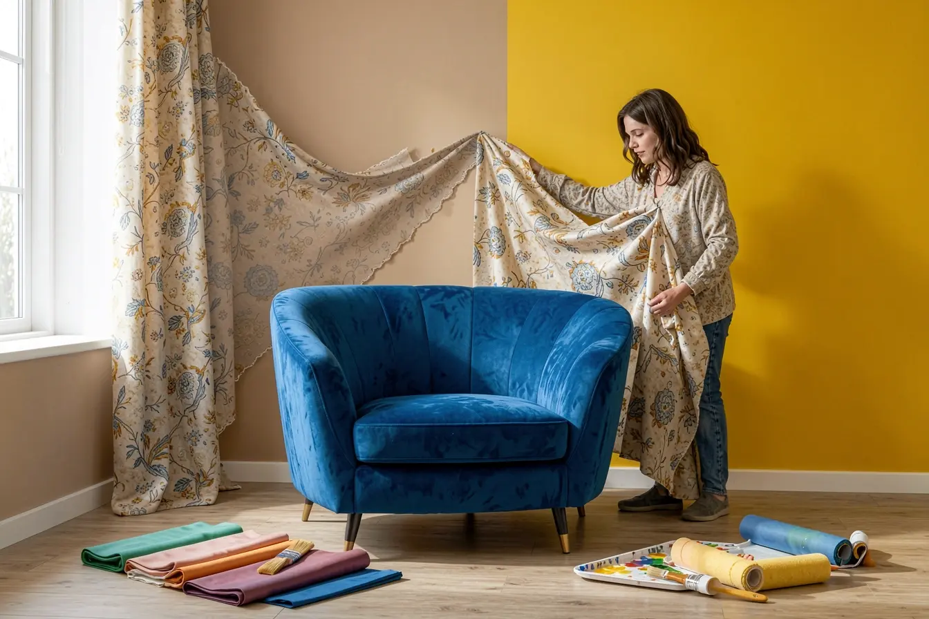 poltrona-azul-vibrante-comparada-a-paredes-coloridas-durante-transformacao-de-sala-decorada Quando o móvel colorido vira protagonista, paredes e tecidos pedem outro papel poltrona-azul-vibrante-comparada-a-paredes-coloridas-durante-transformacao-de-sala-decorada Quando o móvel colorido vira protagonista, paredes e tecidos pedem outro papel