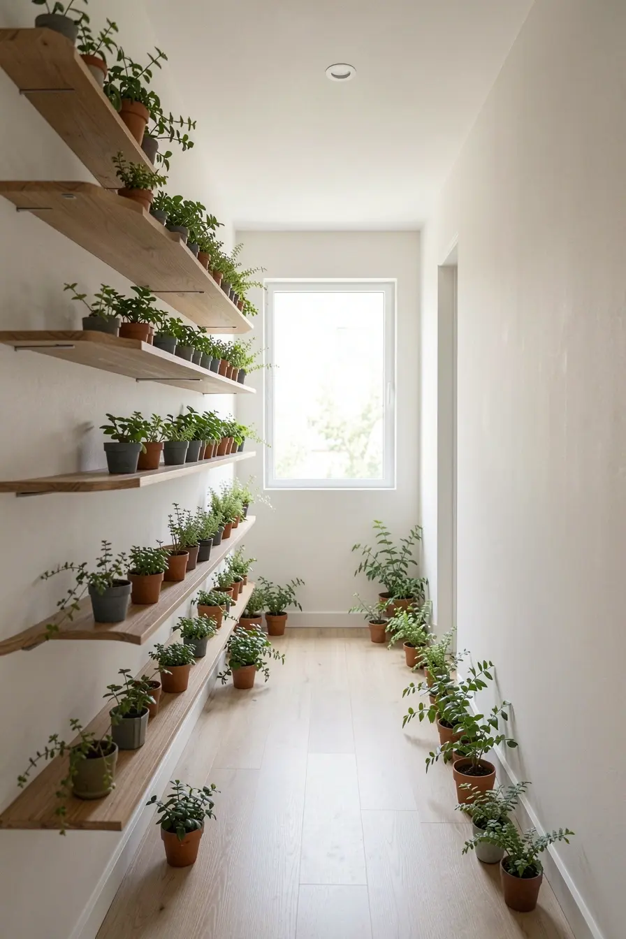 prateleiras-rasas-com-plantas-leves-em-corredor-estreito-mantendo-a-passagem-livre Plantas fora do chão: soluções para ganhar verde sem comprometer a circulação prateleiras-rasas-com-plantas-leves-em-corredor-estreito-mantendo-a-passagem-livre Plantas fora do chão: soluções para ganhar verde sem comprometer a circulação