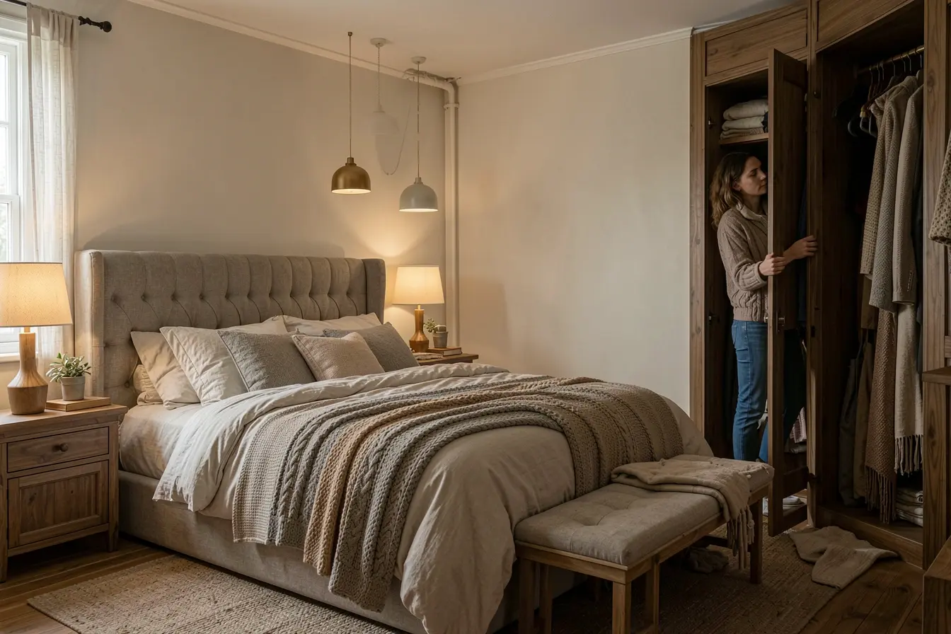 quarto-aconchegante-com-cama-grande-demais-circulacao-apertada-e-decoracao-visualmente-pesada A decoração de Pinterest pode falhar quando proporção e circulação ficam de fora quarto-aconchegante-com-cama-grande-demais-circulacao-apertada-e-decoracao-visualmente-pesada A decoração de Pinterest pode falhar quando proporção e circulação ficam de fora