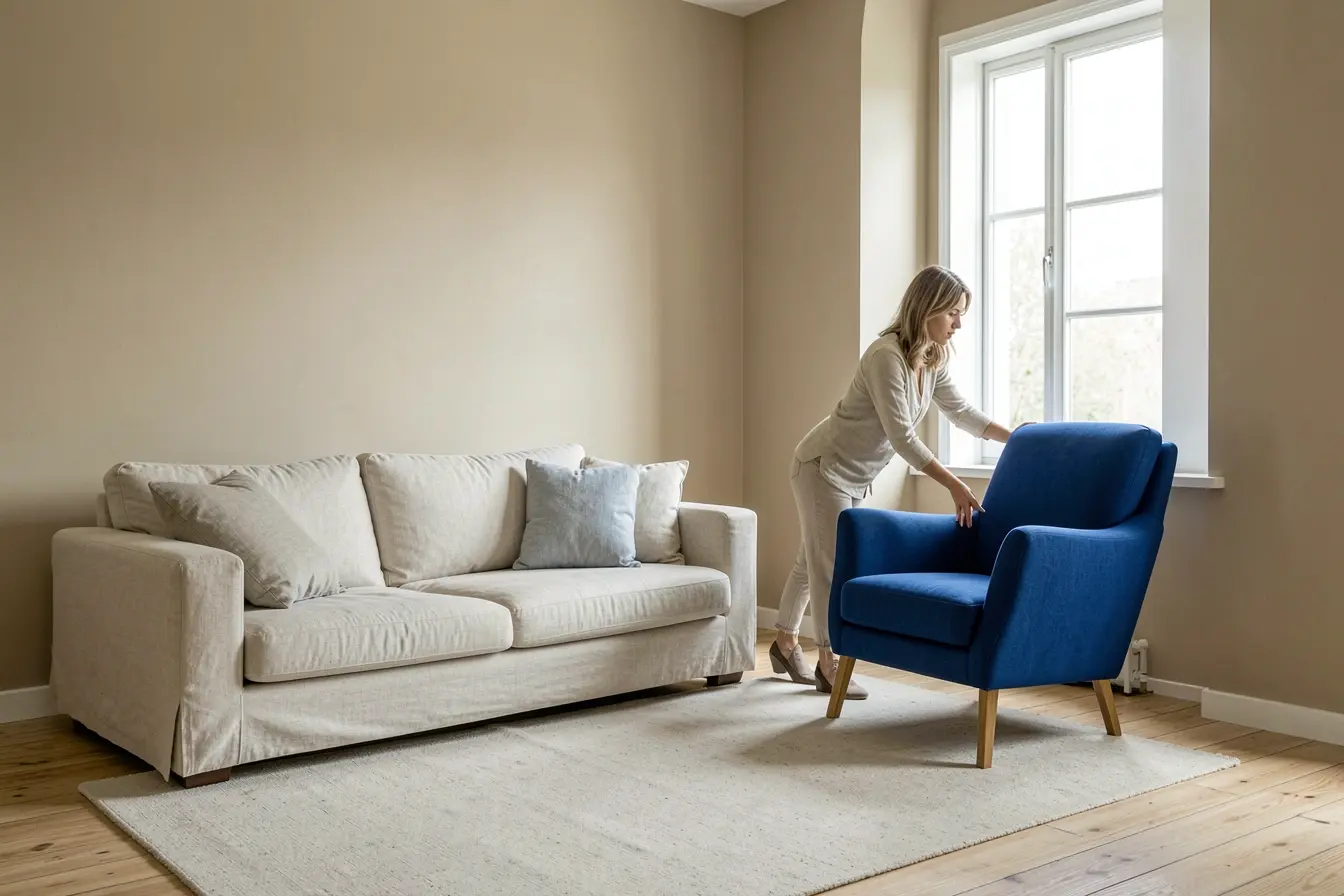 sala-bege-com-poltrona-azul-cobalto-posicionada-estrategicamente-para-romper-a-monotonia-da-decoracao-neutra A cor não precisa dominar: os pontos certos para romper a monotonia da casa neutra sala-bege-com-poltrona-azul-cobalto-posicionada-estrategicamente-para-romper-a-monotonia-da-decoracao-neutra A cor não precisa dominar: os pontos certos para romper a monotonia da casa neutra