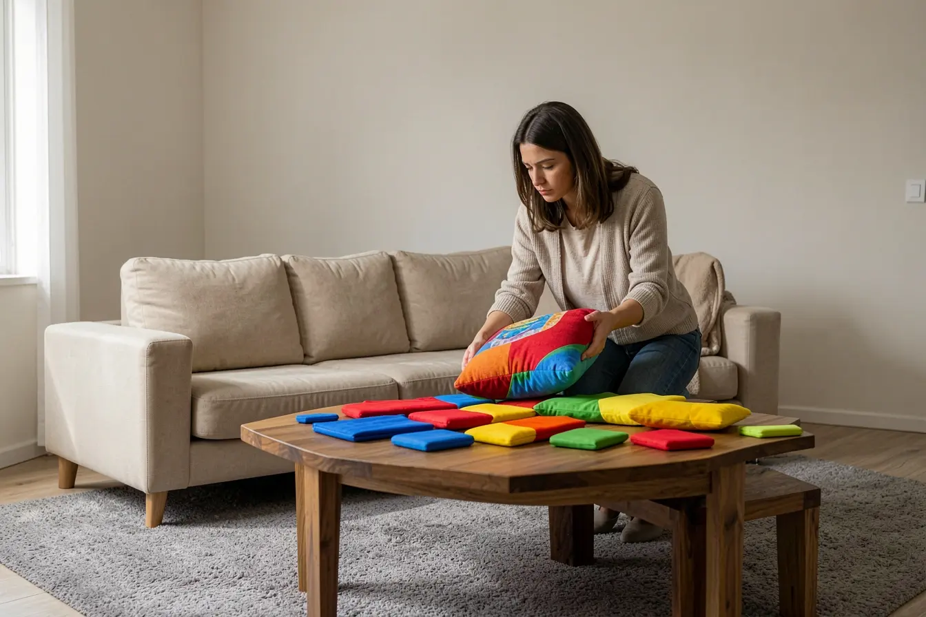 sala-neutra-com-muitas-cores-desconectadas-mostrando-o-erro-de-espalhar-objetos-coloridos-sem-intencao A cor não precisa dominar: os pontos certos para romper a monotonia da casa neutra sala-neutra-com-muitas-cores-desconectadas-mostrando-o-erro-de-espalhar-objetos-coloridos-sem-intencao A cor não precisa dominar: os pontos certos para romper a monotonia da casa neutra