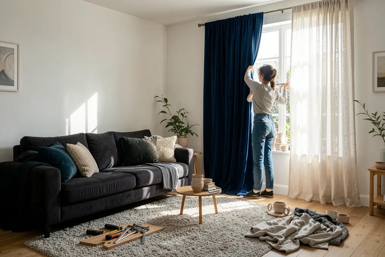 troca-de-cortina-pesada-por-linho-claro-para-deixar-a-sala-mais-fresca-e-arejada Sua decoração pode estar segurando o calor: materiais que ajudam a casa a respirar troca-de-cortina-pesada-por-linho-claro-para-deixar-a-sala-mais-fresca-e-arejada Sua decoração pode estar segurando o calor: materiais que ajudam a casa a respirar