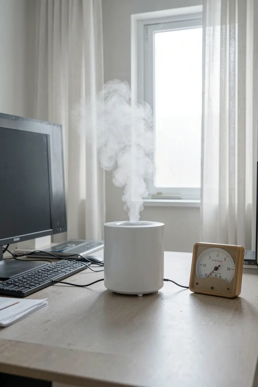 umidificador-em-home-office-sobre-superficie-protegida-distante-de-eletronicos-e-com-saida-de-nevoa-livre Onde posicionar o umidificador para evitar mofo e excesso de umidade em casa umidificador-em-home-office-sobre-superficie-protegida-distante-de-eletronicos-e-com-saida-de-nevoa-livre Onde posicionar o umidificador para evitar mofo e excesso de umidade em casa