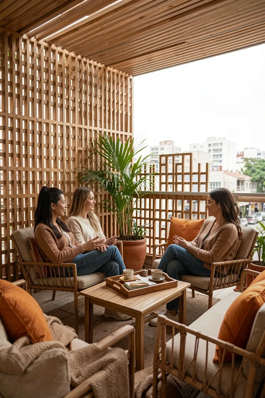 varanda-pequena-com-painel-vazado-oferece-privacidade-para-receber-visitas-e-mantem-integracao-com-a-sala Por que a privacidade é o passo que falta para aproveitar a varanda pequena varanda-pequena-com-painel-vazado-oferece-privacidade-para-receber-visitas-e-mantem-integracao-com-a-sala Por que a privacidade é o passo que falta para aproveitar a varanda pequena