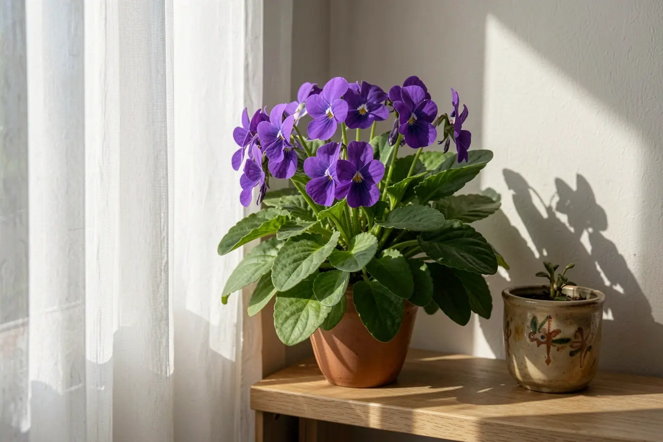 violeta-africana-florida-recebendo-luz-indireta-filtrada-por-cortina-perto-da-janela A luz parece ideal, mas pode prejudicar suas flores dentro de casa violeta-africana-florida-recebendo-luz-indireta-filtrada-por-cortina-perto-da-janela A luz parece ideal, mas pode prejudicar suas flores dentro de casa
