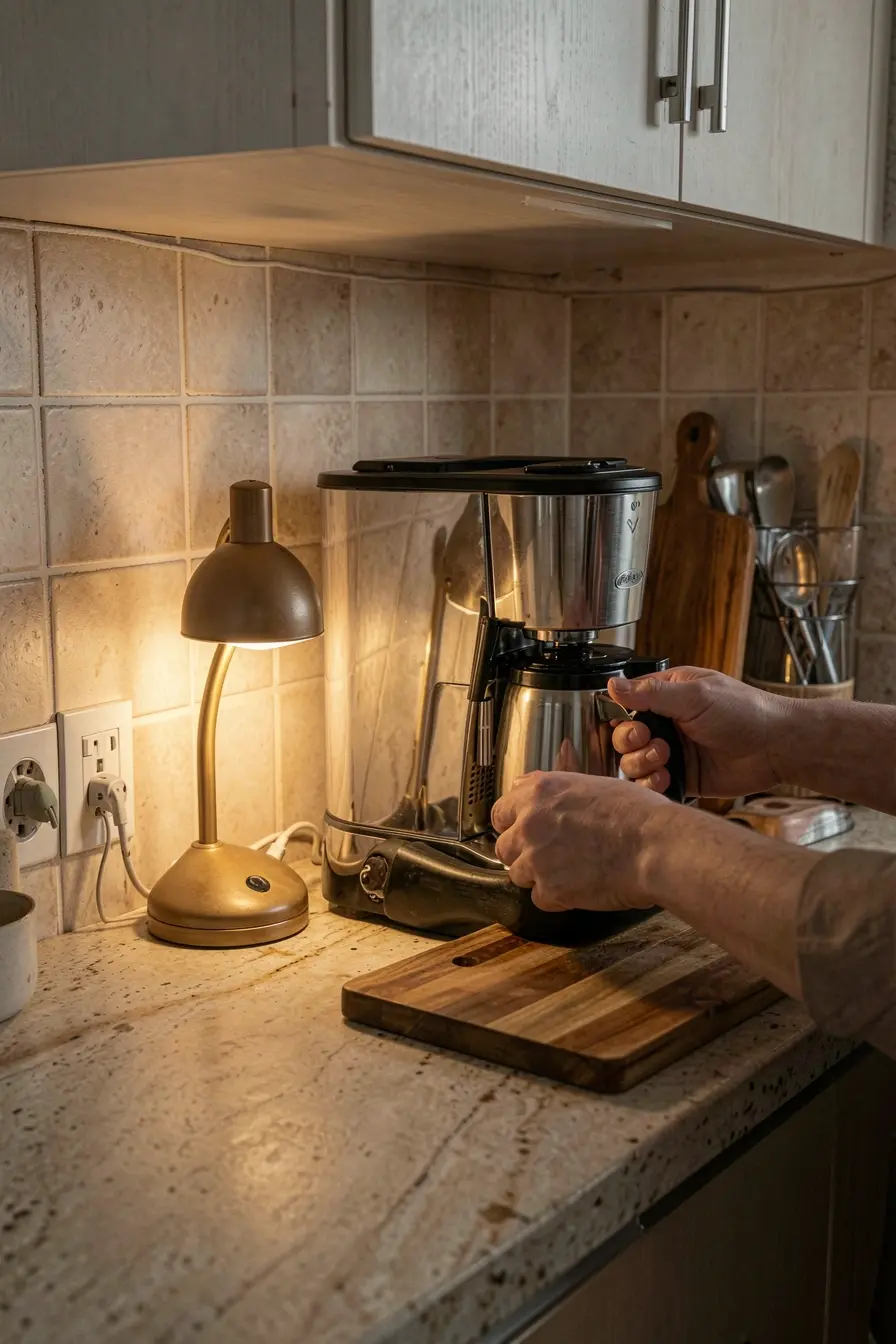 abajur-compacto-ilumina-bancada-de-cozinha-com-cafe-e-tomada-organizada-para-pequenos-aparelhos Pequenos abajures e tomadas: os pontos esquecidos na cozinha e no banheiro abajur-compacto-ilumina-bancada-de-cozinha-com-cafe-e-tomada-organizada-para-pequenos-aparelhos Pequenos abajures e tomadas: os pontos esquecidos na cozinha e no banheiro