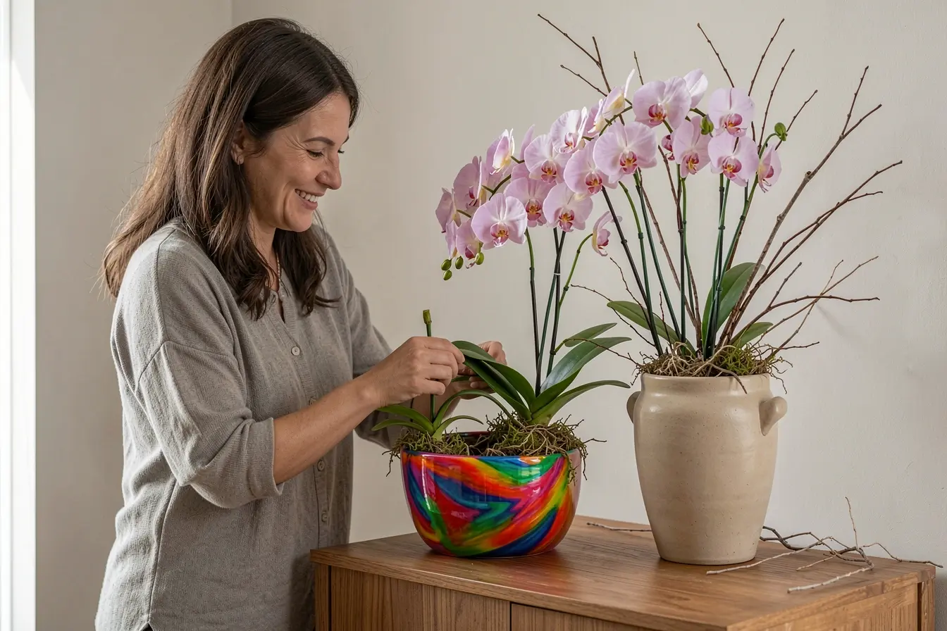 antes-e-depois-de-orquidea-artificial-em-vasos-diferentes-sobre-aparador-elegante O vaso faz diferença: combinações que deixam as orquídeas artificiais mais naturais antes-e-depois-de-orquidea-artificial-em-vasos-diferentes-sobre-aparador-elegante O vaso faz diferença: combinações que deixam as orquídeas artificiais mais naturais