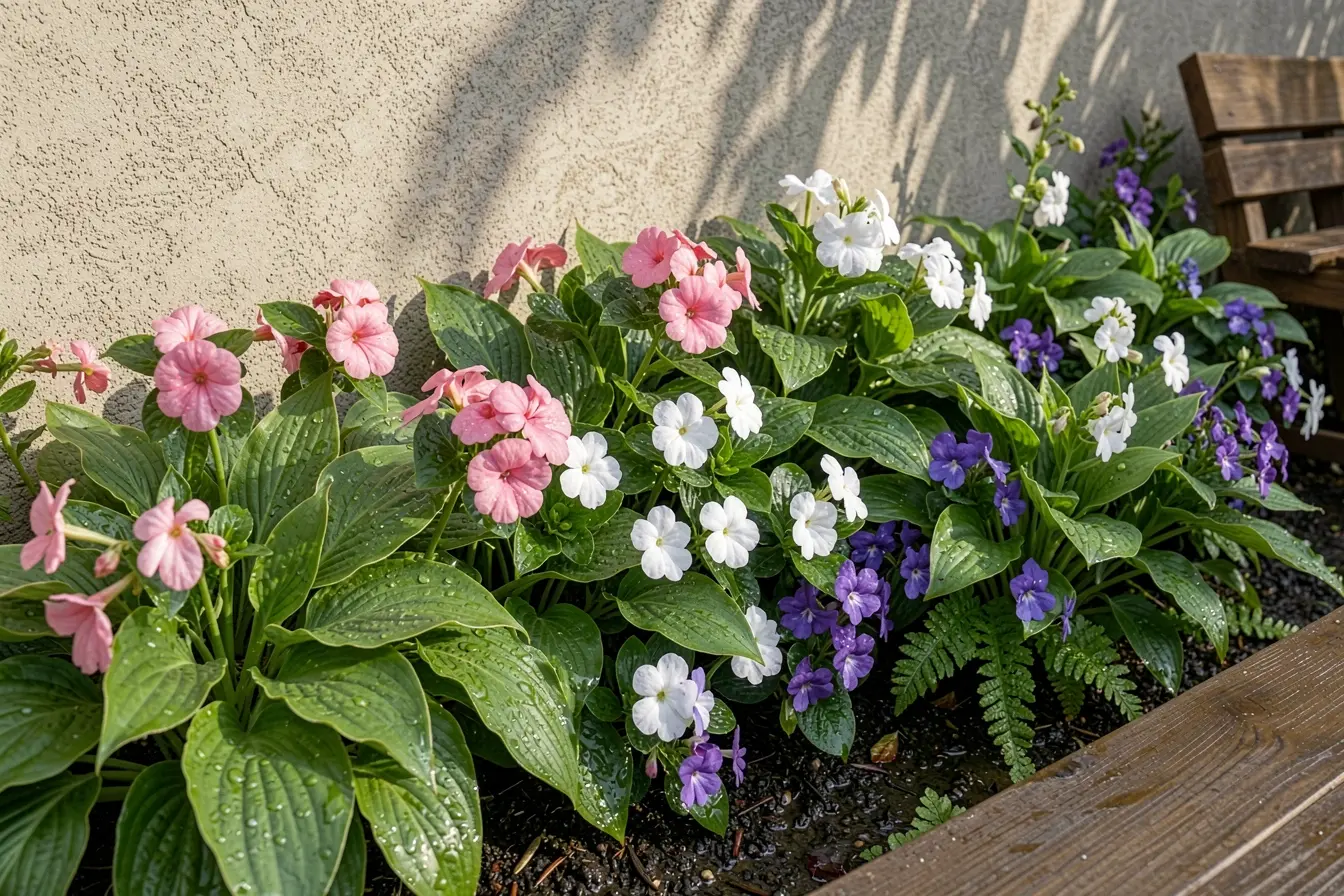 canteiro-sombreado-junto-ao-muro-com-begonias-impatiens-hostas-e-samambaias-vicosas Sol ou sombra? A escolha das flores para jardim começa antes do plantio canteiro-sombreado-junto-ao-muro-com-begonias-impatiens-hostas-e-samambaias-vicosas Sol ou sombra? A escolha das flores para jardim começa antes do plantio