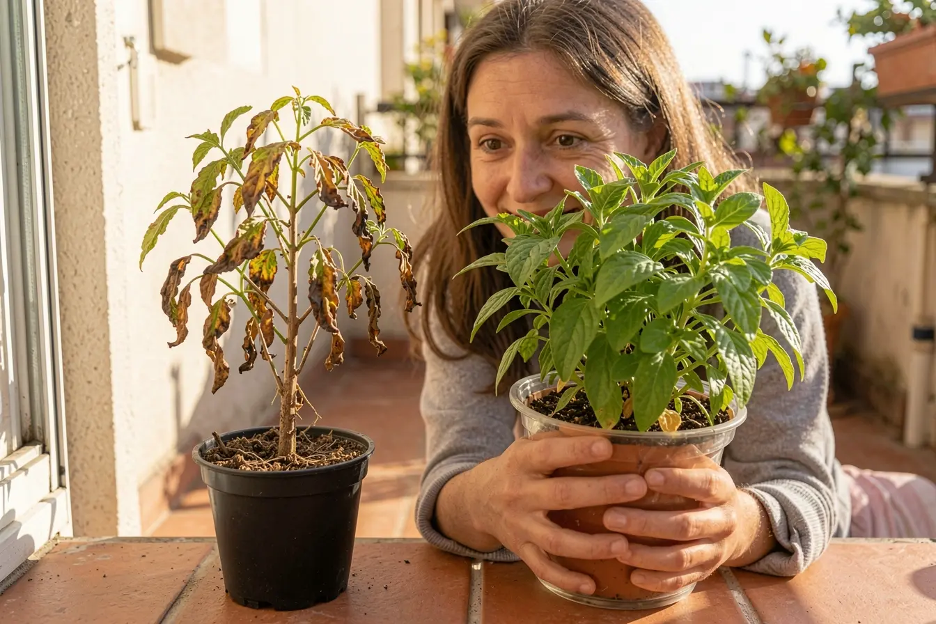 comparacao-entre-planta-saudavel-em-vaso-claro-e-planta-queimada-em-vaso-escuro-sob-sol-intenso O vaso errado pode arruinar plantas que aguentam calor, mesmo sob sol intenso comparacao-entre-planta-saudavel-em-vaso-claro-e-planta-queimada-em-vaso-escuro-sob-sol-intenso O vaso errado pode arruinar plantas que aguentam calor, mesmo sob sol intenso